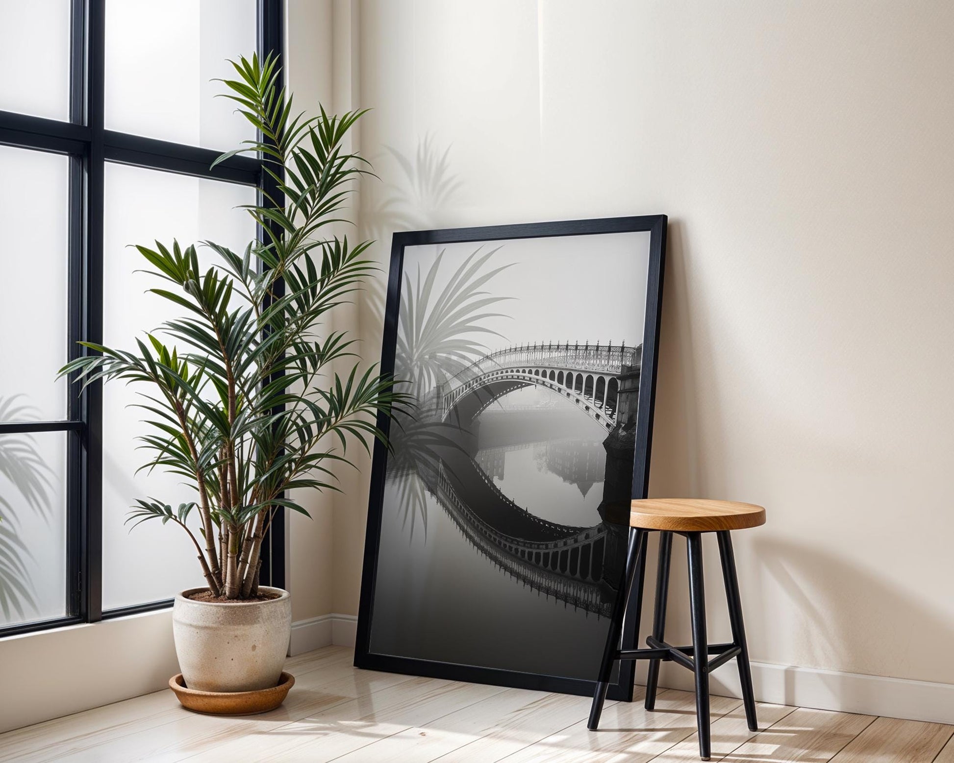 World Landmark | Ha'penny Bridge Dublin Print | Black and White Fine Art Photography wall art print, minimalist black and white poster, modern Scandinavian wall decor, Monohaus