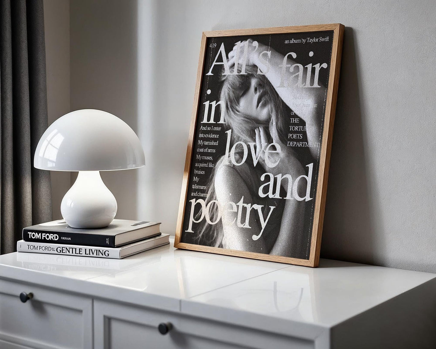 Designer Wall Art | Love And Poetry Print | Minimalist Black & White Typography typography wall art print, minimalist black and white type poster, modern graphic design decor, Monohaus