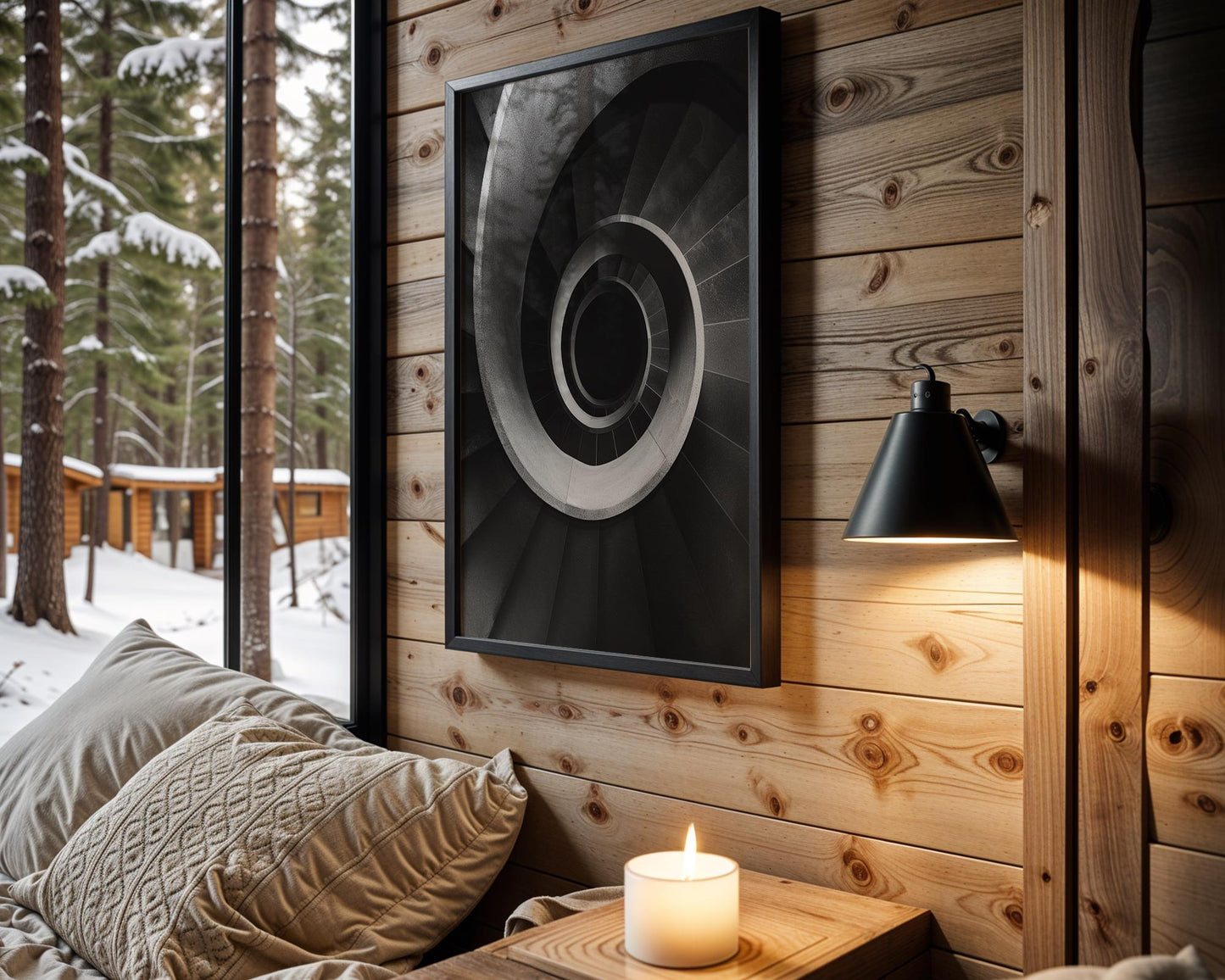 Minimal Wall Art | Black and White Spiral Staircase Photography | Architecture wall art print, black and white architectural poster, minimalist modern Scandinavian wall decor, Monohaus