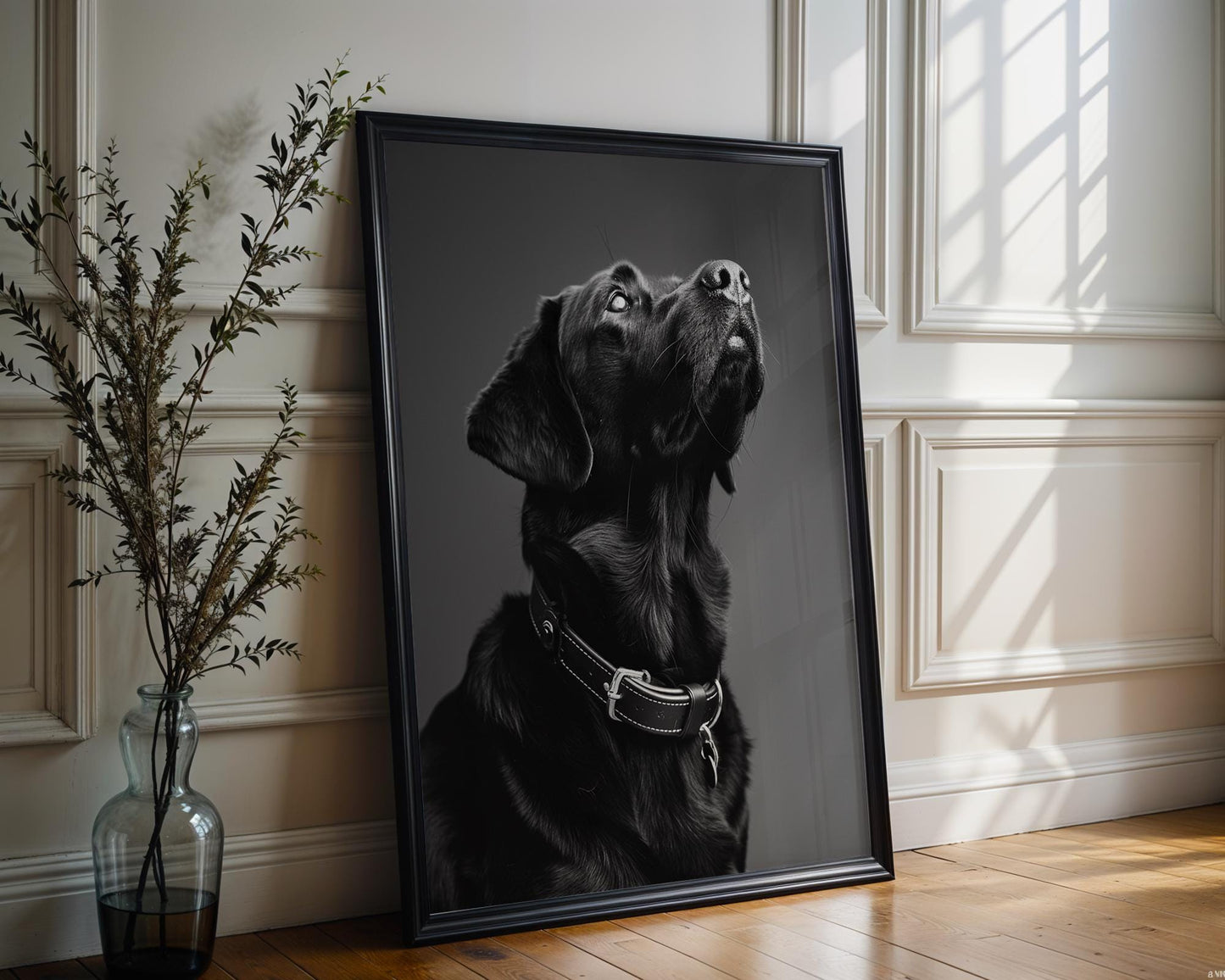 Dog Photography Black Labrador Portrait | Fine Art Home Decor Print wall art print, minimalist black and white poster, modern Scandinavian wall decor, Monohaus