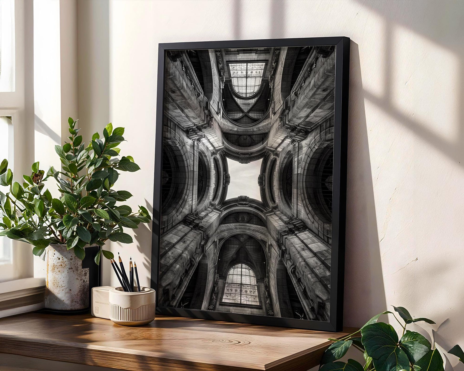 World Landmark | Vienna Library Print | Black and White Grand Dome Architecture wall art print, black and white architectural poster, minimalist modern Scandinavian wall decor, Monohaus