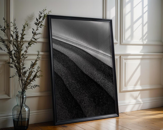 Minimal Wall Art Dark Sands | Black and White Abstract Landscape Print abstract wall art print, geometric minimalist poster, modern Scandinavian decor, Monohaus
