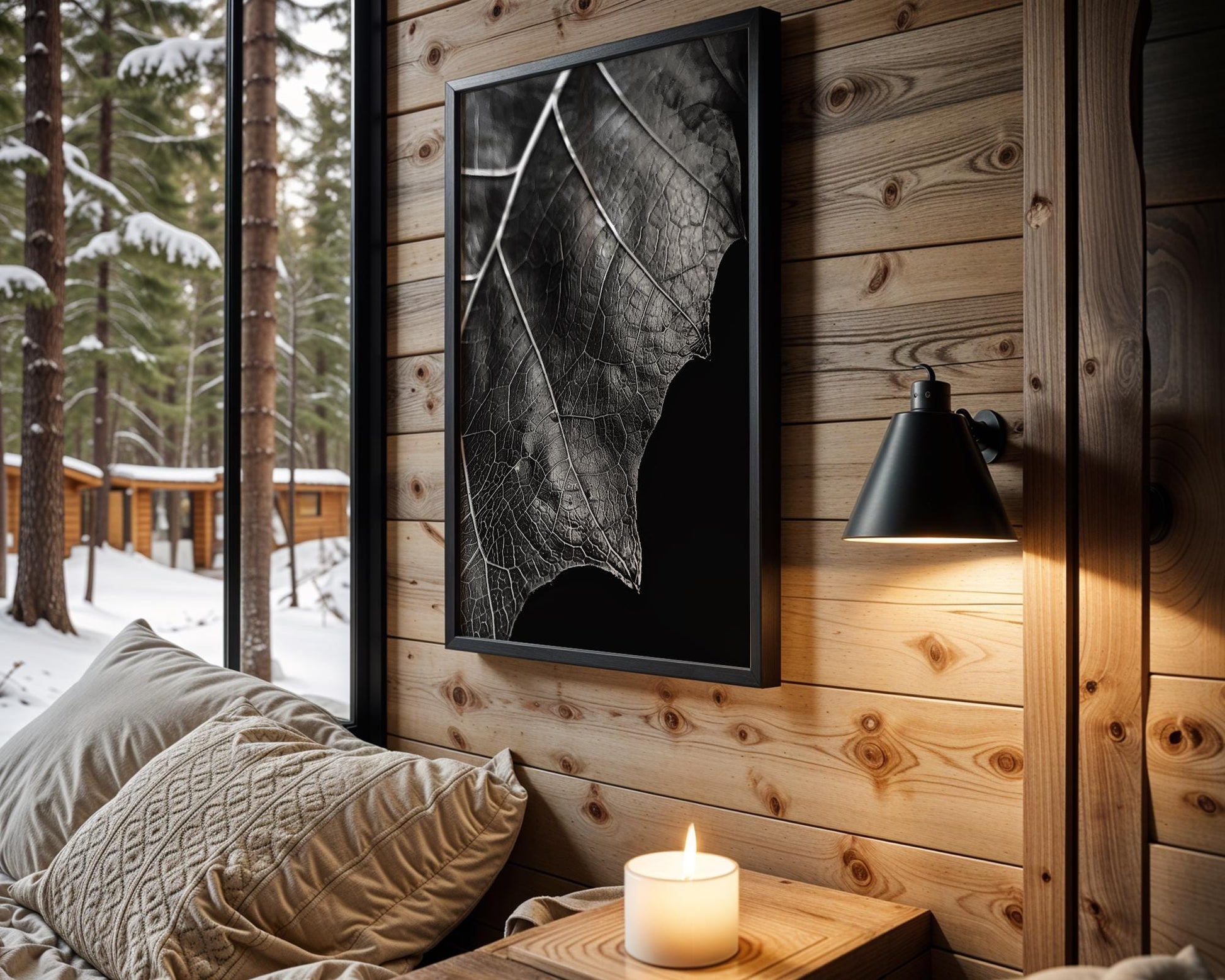 Botanical Photo | Abstract Leaf Macro Photography Print | Black & White Minimal abstract wall art print, geometric minimalist poster, modern Scandinavian decor, Monohaus