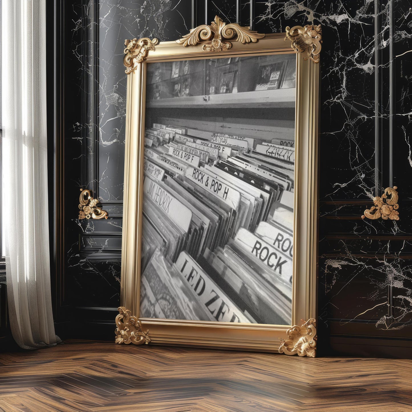 Designer Wall Art | Vinyl Record Store Print | Black & White LP Album Art wall art print, minimalist black and white poster, modern Scandinavian wall decor, Monohaus