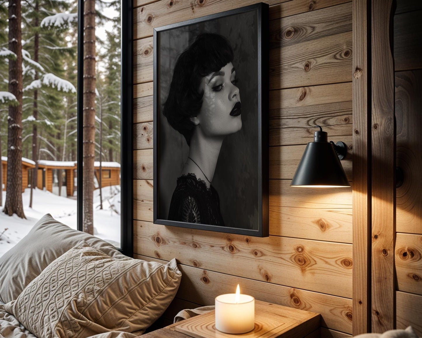 Minimal Wall Art Gothic Woman Fashion Portrait | Black & White Moody Poster wall art print, minimalist black and white poster, modern Scandinavian wall decor, Monohaus