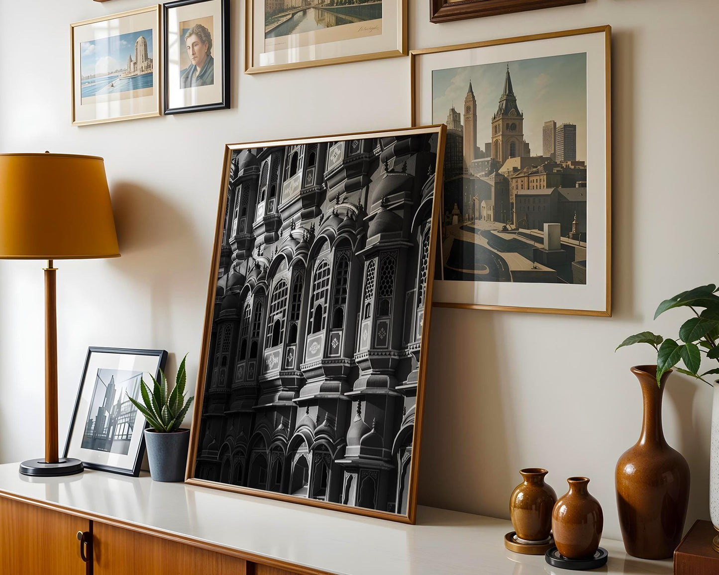 World Landmark | Hawa Mahal Architecture Print | Jaipur Palace of Winds, India wall art print, black and white architectural poster, minimalist modern Scandinavian wall decor, Monohaus