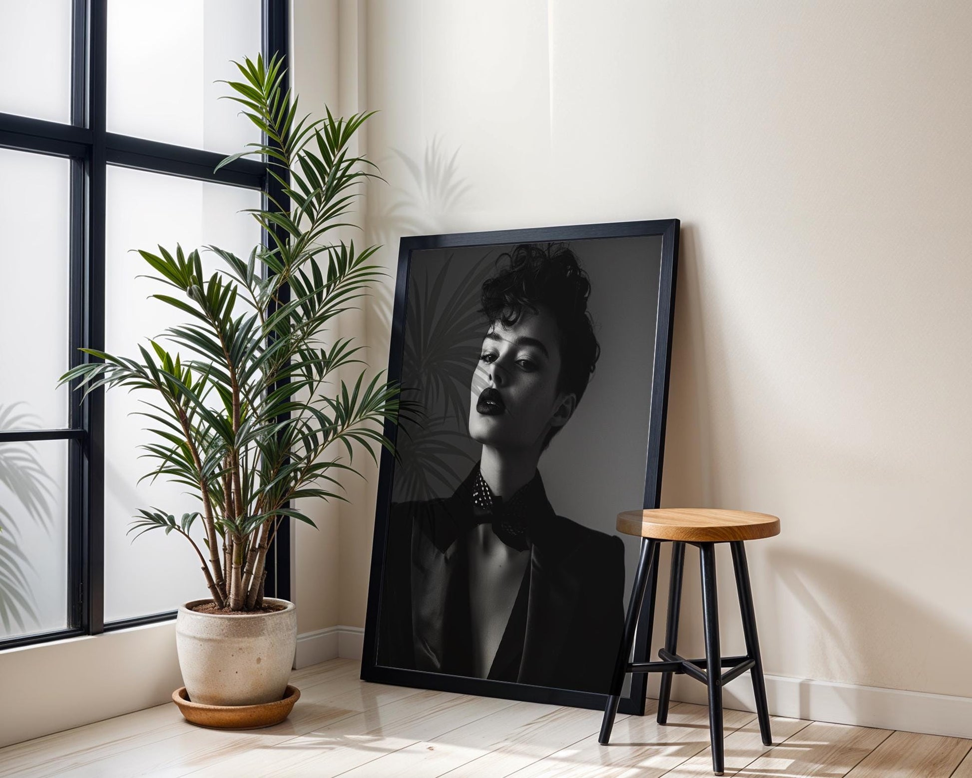 Minimal Wall Art Black and White Woman Portrait Print | Modern Noir Art wall art print, minimalist black and white poster, modern Scandinavian wall decor, Monohaus