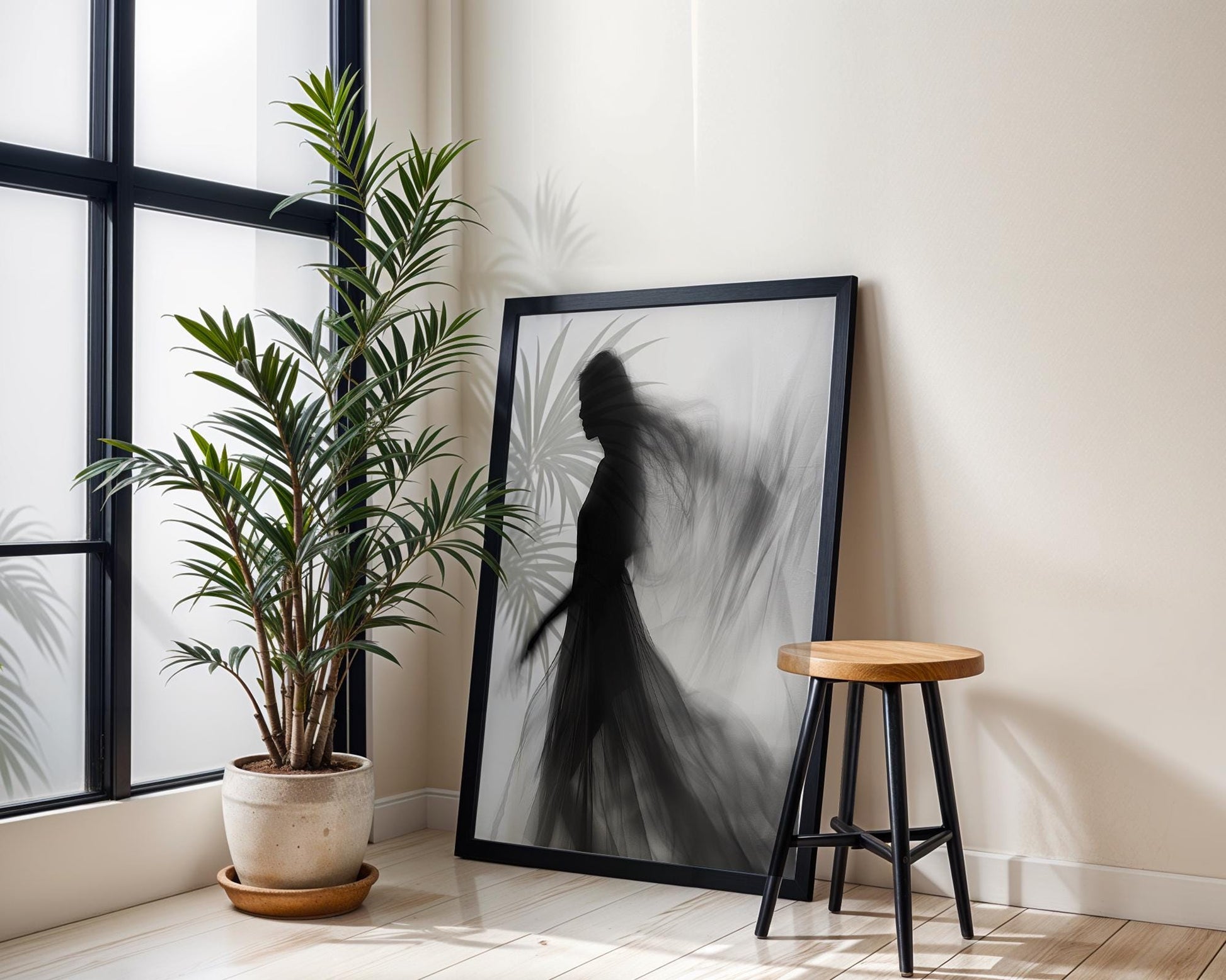 Minimal Wall Art Ethereal Silhouette Black and White Photography Print wall art print, minimalist black and white poster, modern Scandinavian wall decor, Monohaus