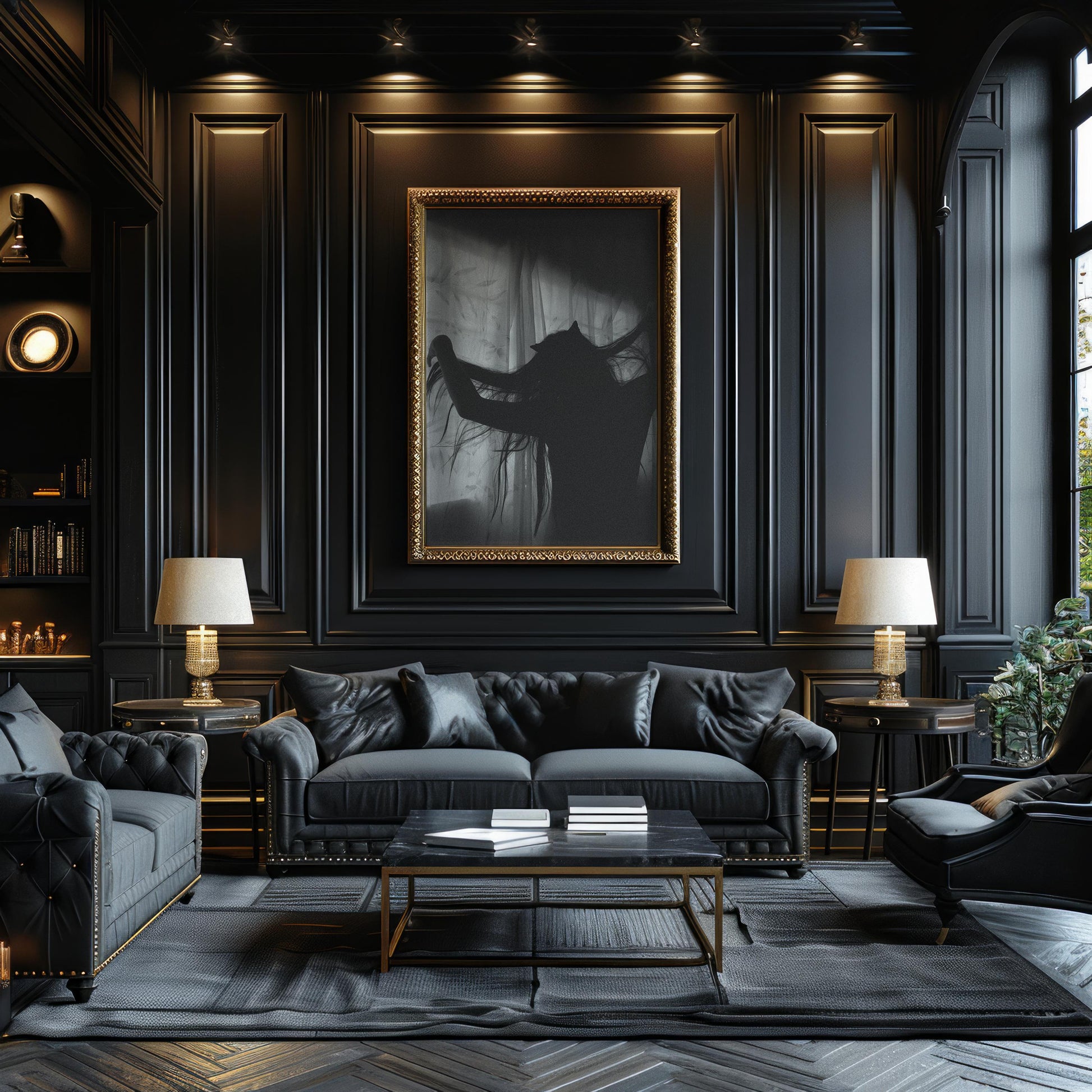 Designer Wall Art | Cat Girl Silhouette Print | Minimalist Gothic Home Decor wall art print, minimalist black and white poster, modern Scandinavian wall decor, Monohaus