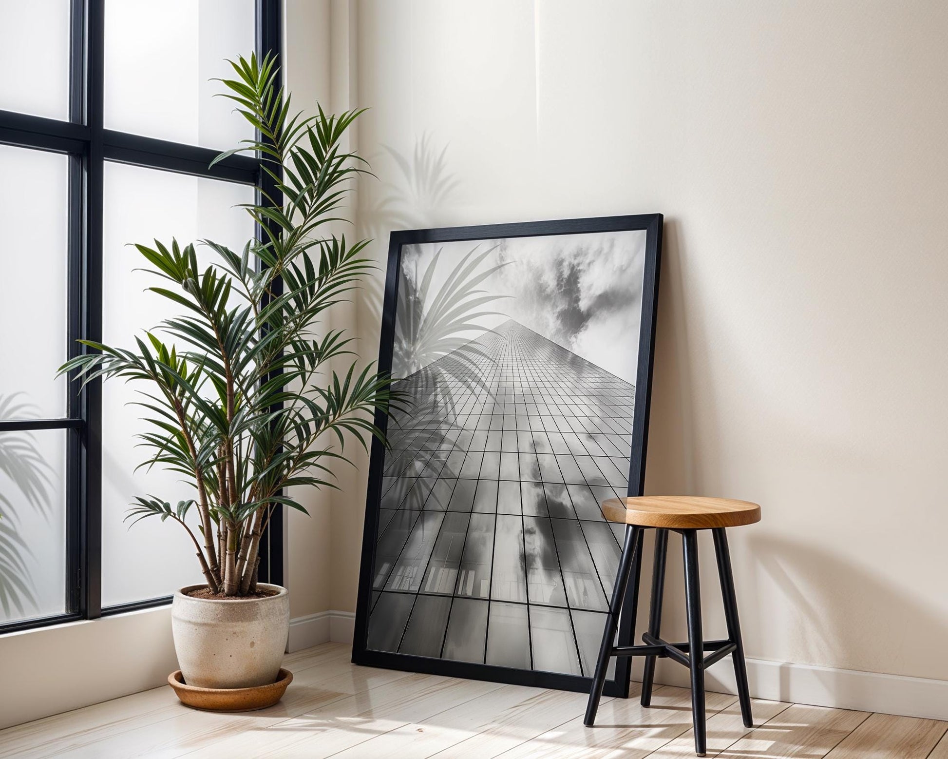 Urban Photography | Abstract Skyscraper Building Print | Minimal City Wall Art wall art print, black and white architectural poster, minimalist modern Scandinavian wall decor, Monohaus