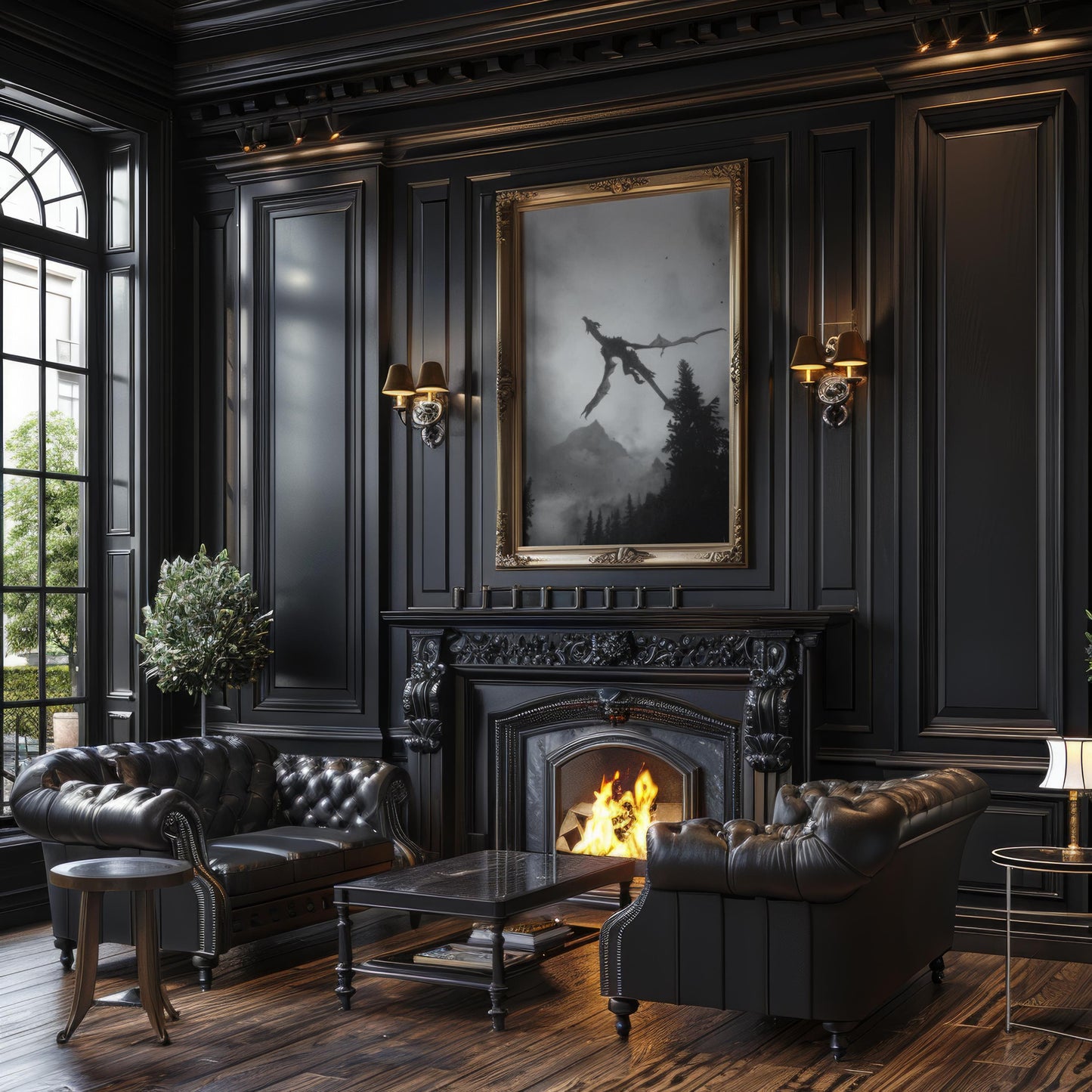 Designer Wall Art | Dragon Flying Print | Black & White Mountain Landscape Art wall art print, minimalist black and white poster, modern Scandinavian wall decor, Monohaus