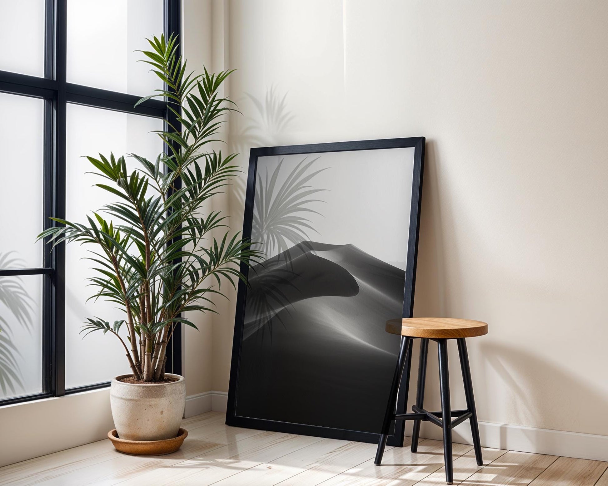 Botanical Photo | Minimalist Sand Dune Print | Black and White Desert Landscape wall art print, minimalist black and white poster, modern Scandinavian wall decor, Monohaus