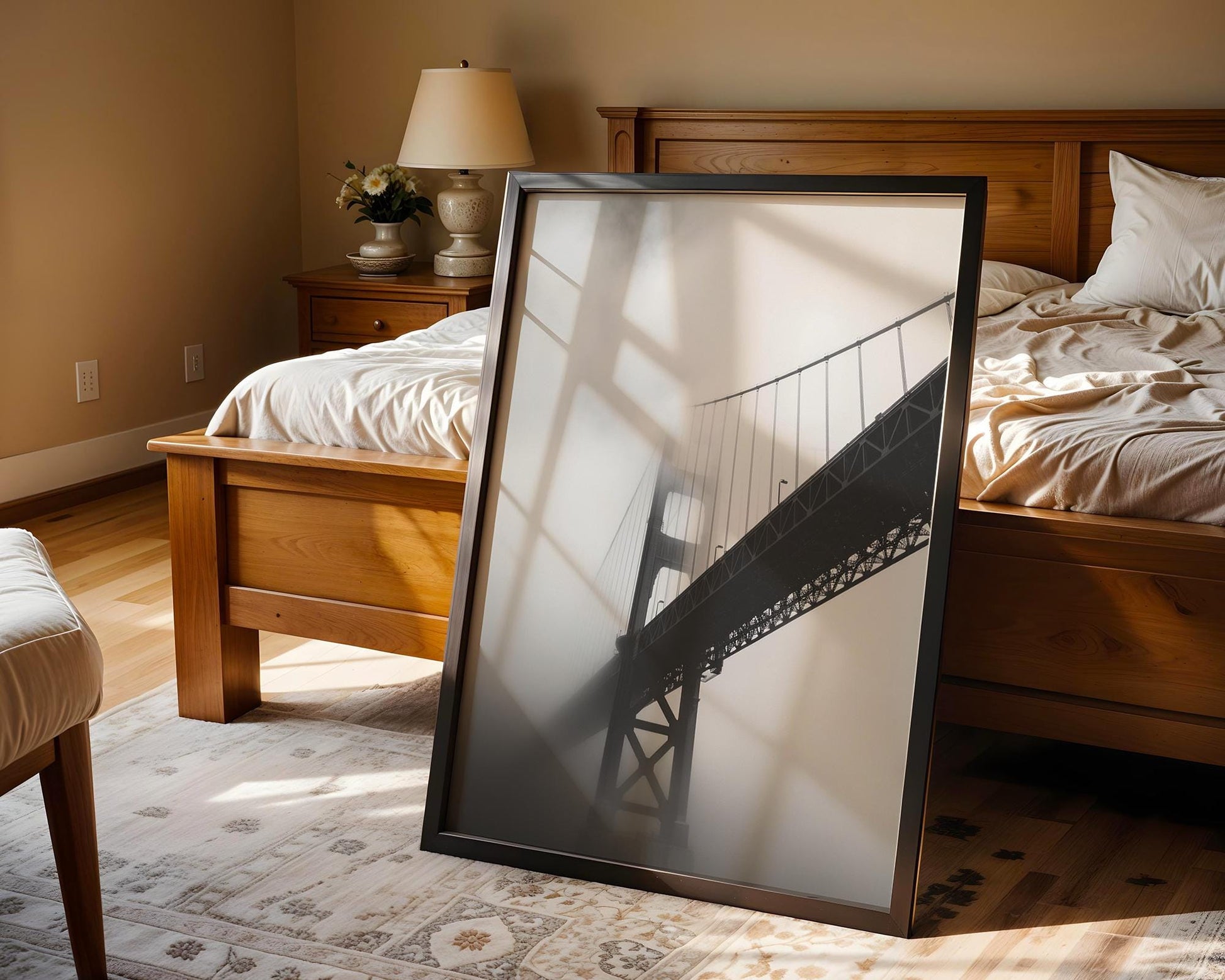 World Landmark | Golden Gate Bridge Photography Print | Moody Black and White Wall Art wall art print, minimalist black and white poster, modern Scandinavian wall decor, Monohaus