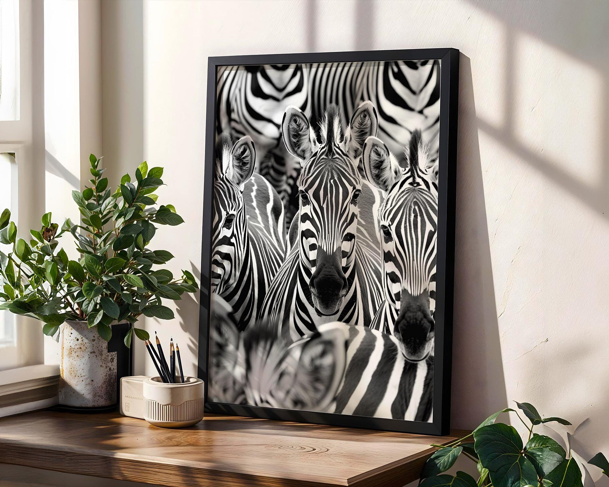 Wildlife Poster | Zebra Herd Photography Print • Minimalist Black & White Safari Wall Art wall art print, minimalist black and white poster, modern Scandinavian wall decor, Monohaus