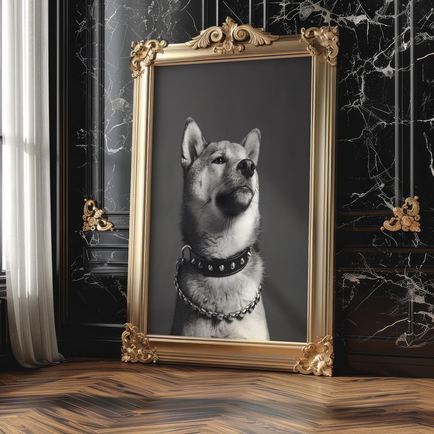 Dog Photography Shiba Inu Print | Black and White Pet Photo, Modern Poster wall art print, minimalist black and white poster, modern Scandinavian wall decor, Monohaus