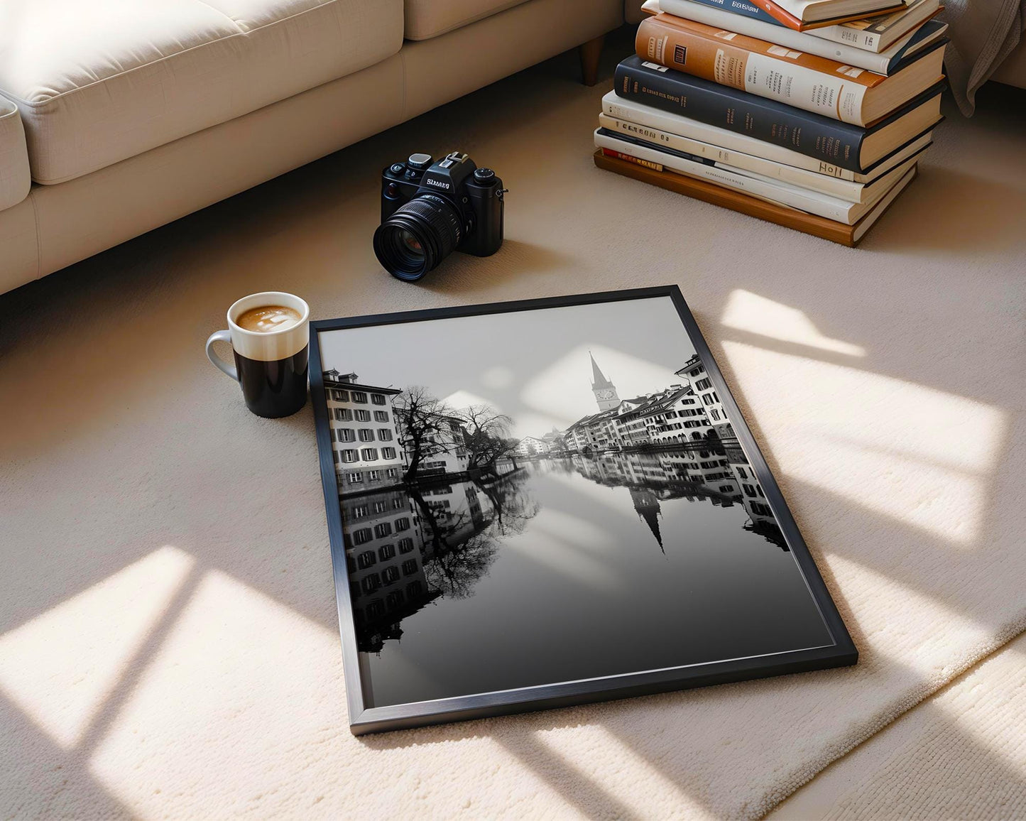 World Landmark | Zurich Old Town Black and White Photography Print | Minimalist Switzerland Wall Art