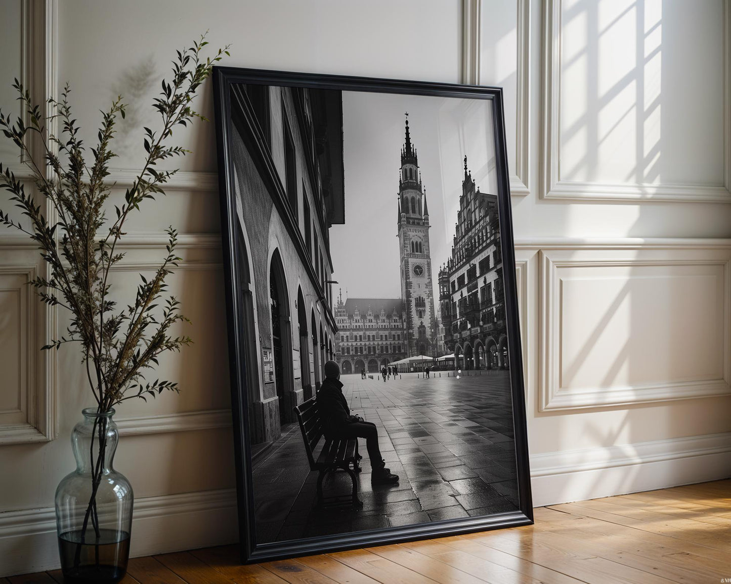 World Landmark | Marienplatz Munich Print | Black and White Architecture Photography