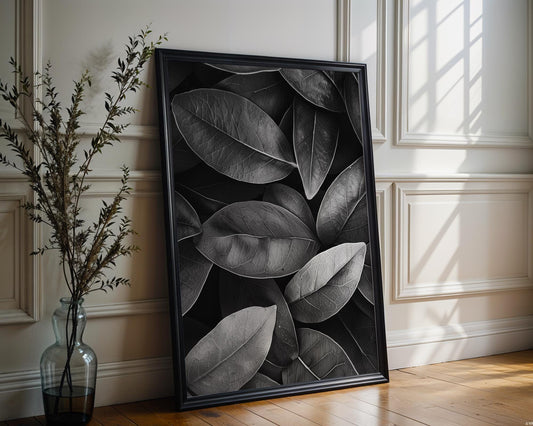 Botanical Photo | Abstract Leaf Macro Photography Print | Black & White Minimal abstract wall art print, geometric minimalist poster, modern Scandinavian decor, Monohaus