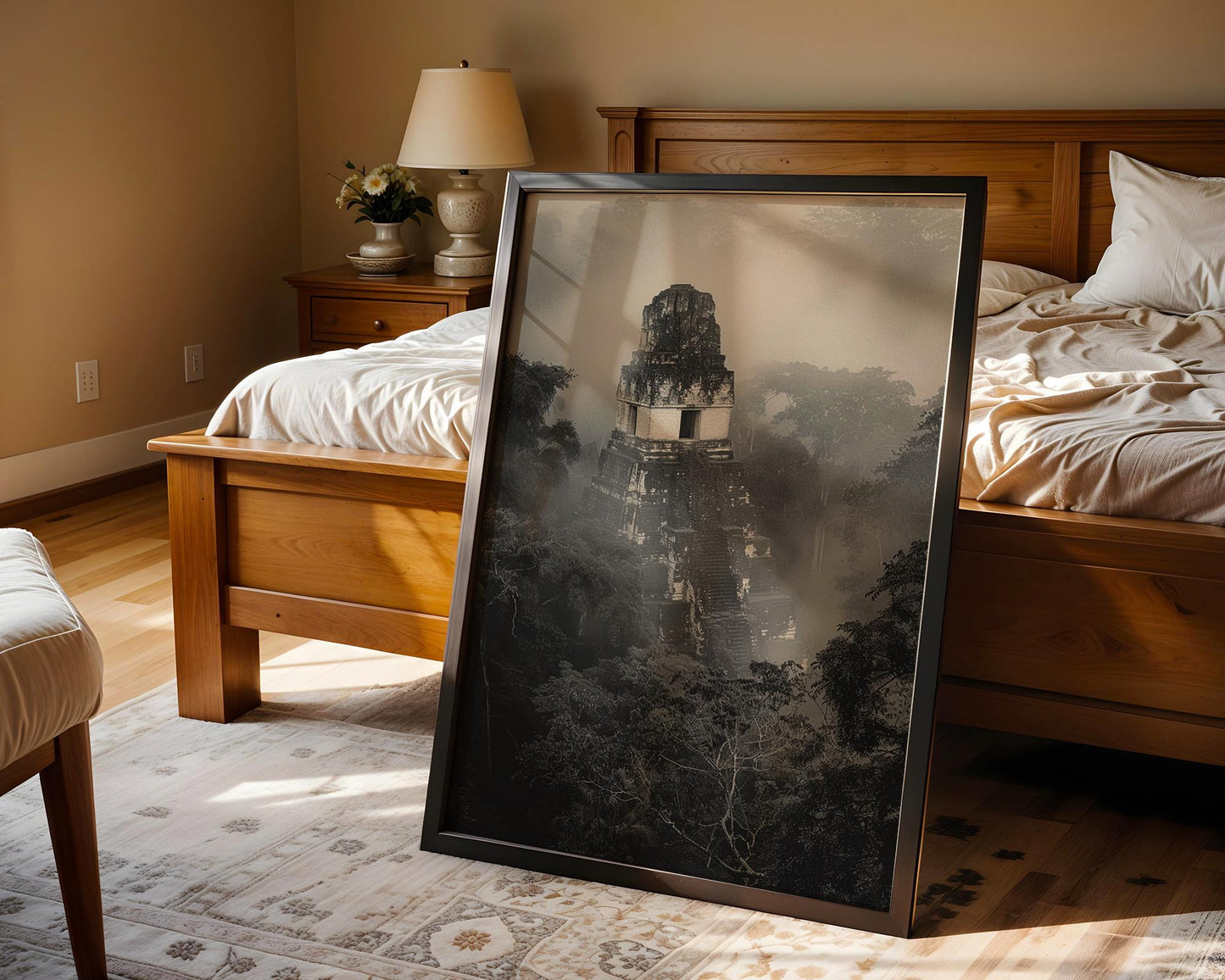 World Landmark | Tikal Mayan Ruins Print | Guatemala Temple, Black and White Wall Art wall art print, minimalist black and white poster, modern Scandinavian wall decor, Monohaus