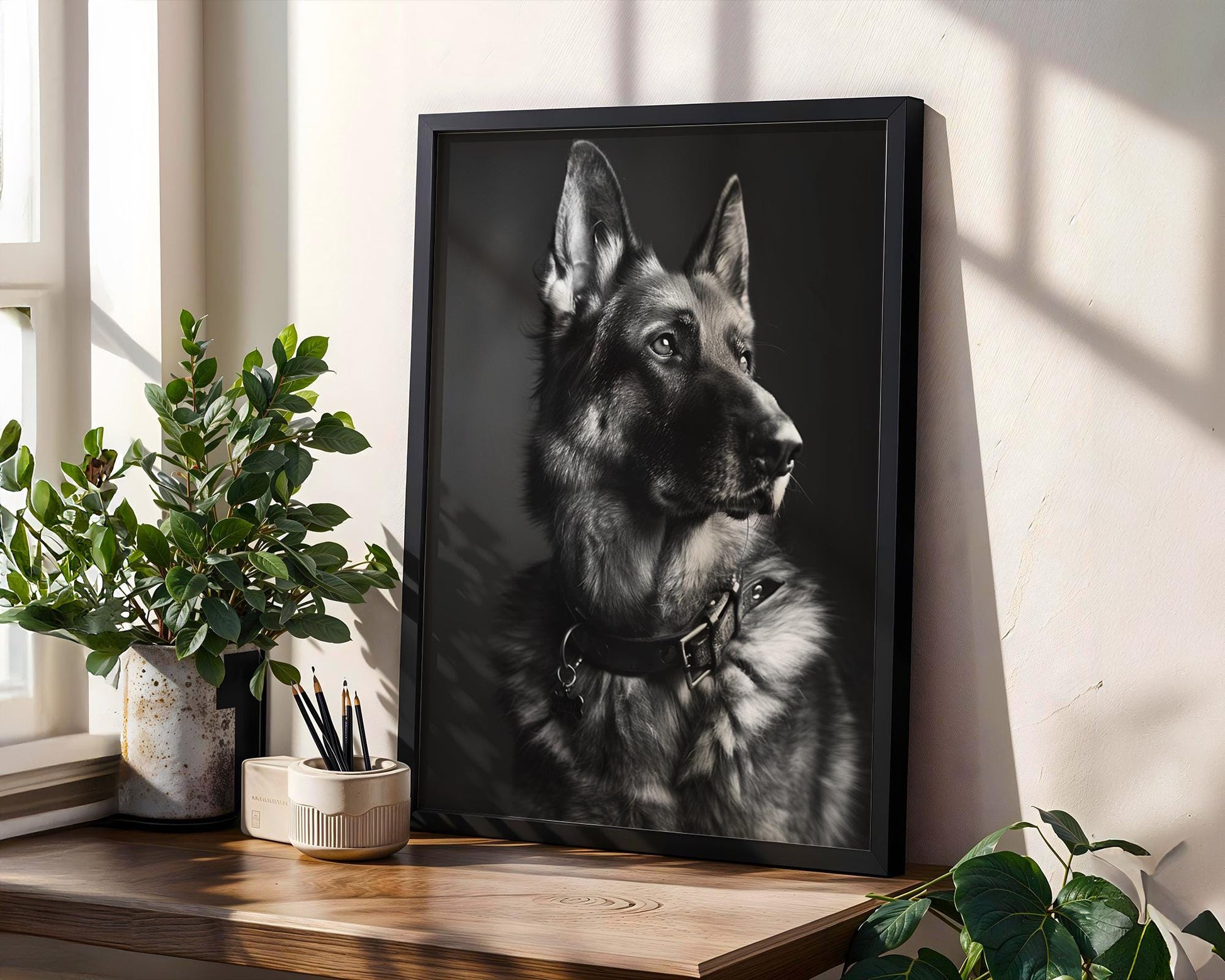 Dog Photography German Shepherd Art Print | Minimalist , Sophisticated Decor wall art print, minimalist black and white poster, modern Scandinavian wall decor, Monohaus