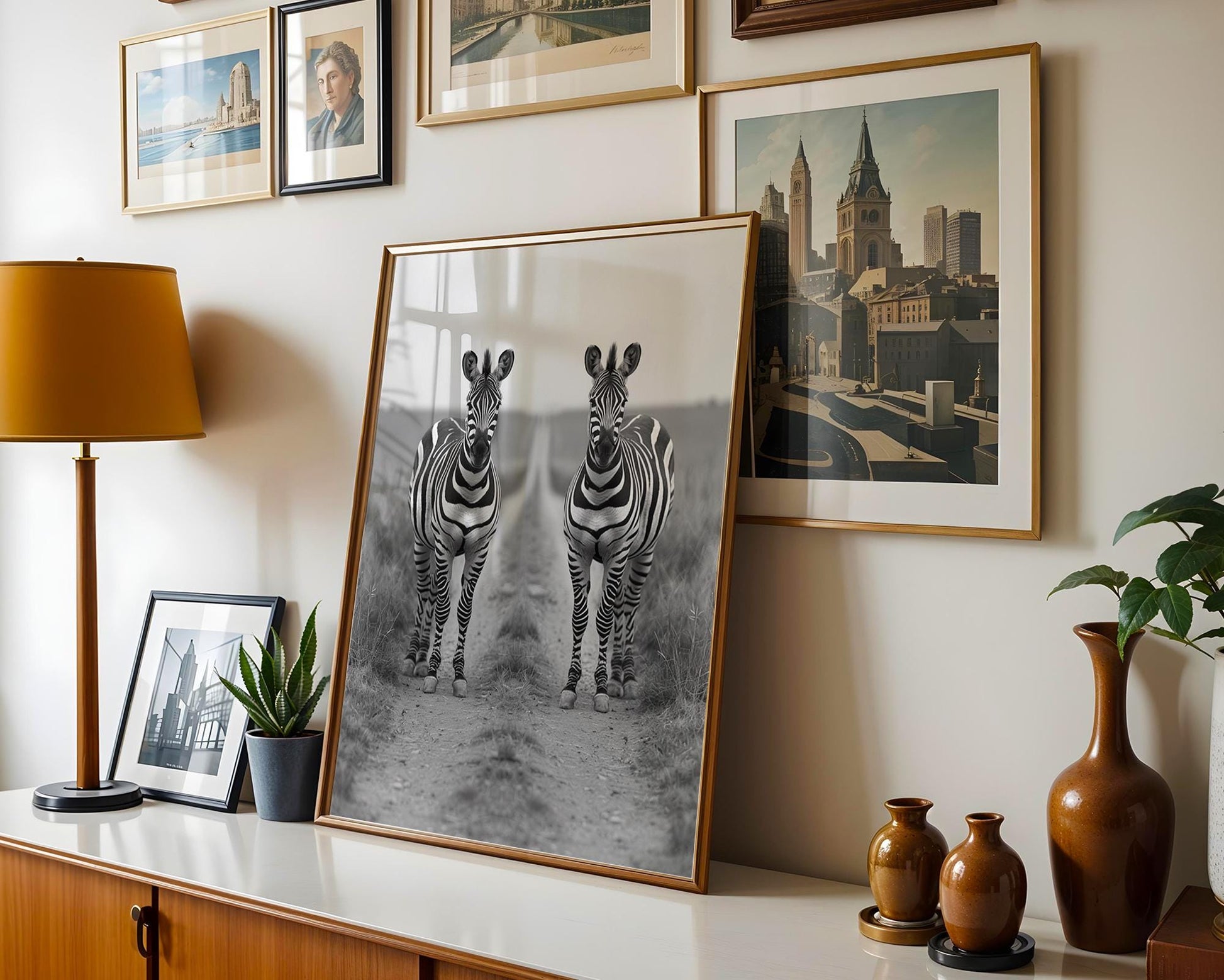 Wildlife Poster | Zebra Pair Fine Art Print • Black & White Safari Photography wall art print, minimalist black and white poster, modern Scandinavian wall decor, Monohaus