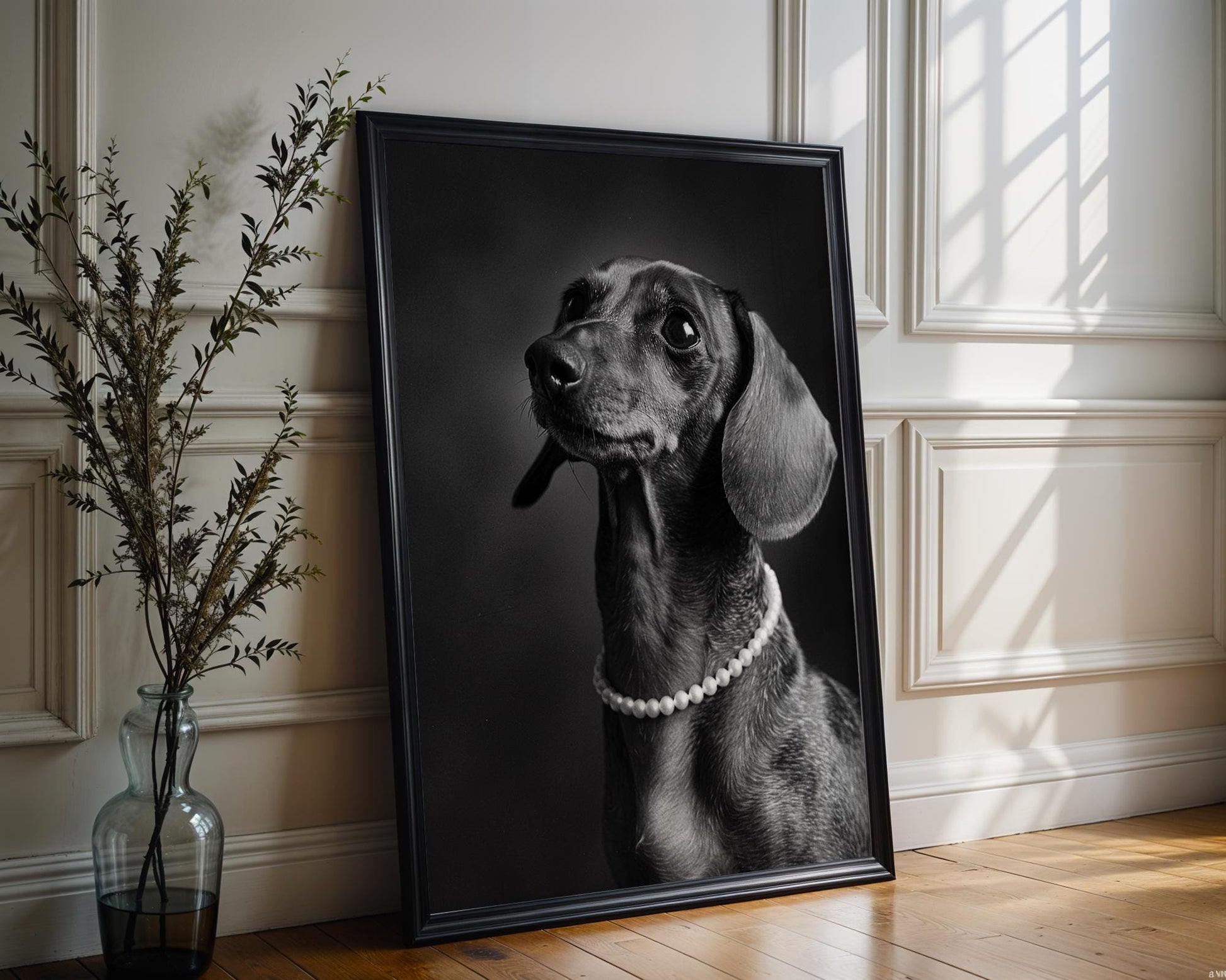 Dog Photography Dachshund Pet Print | Animal Poster Black & White wall art print, minimalist black and white poster, modern Scandinavian wall decor, Monohaus