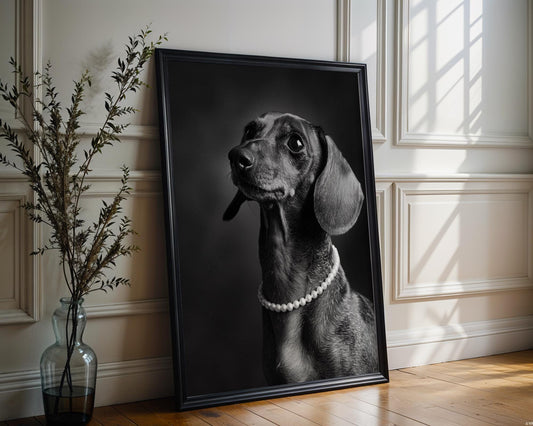 Dog Photography Dachshund Pet Print | Animal Poster Black & White wall art print, minimalist black and white poster, modern Scandinavian wall decor, Monohaus
