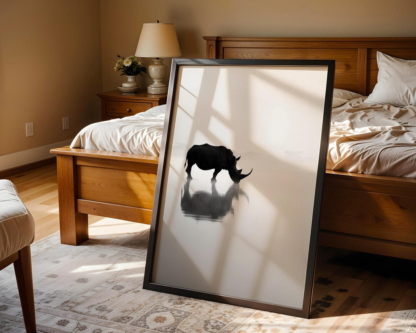 Wildlife Poster | Rhino Print | Minimalist Black & White Safari Photography wall art print, minimalist black and white poster, modern Scandinavian wall decor, Monohaus