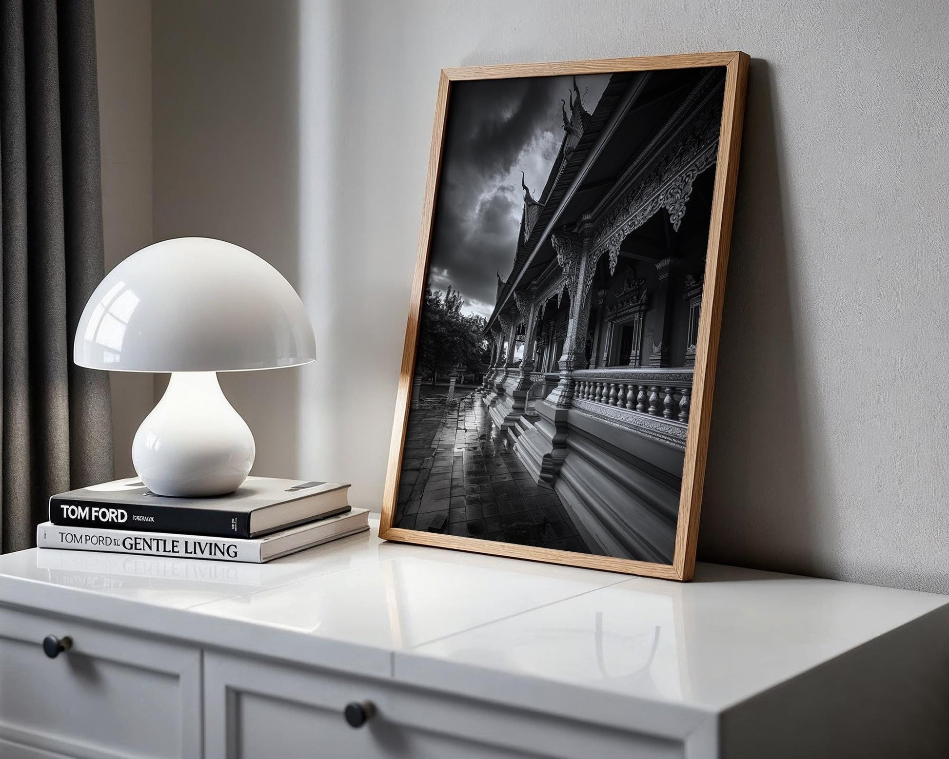 World Landmark | Bangkok Temple Black and White Photography Print | Thai Architecture Wall Art wall art print, black and white architectural poster, minimalist modern Scandinavian wall decor, Monohaus