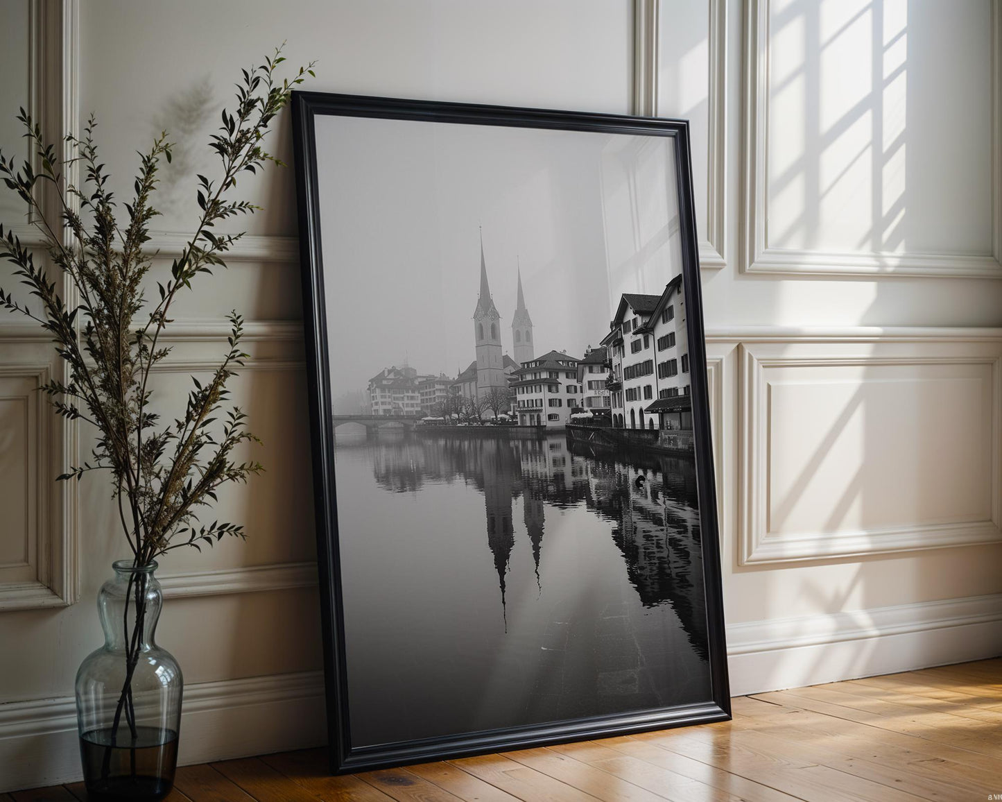 World Landmark | Zurich Twin Spires Photo Print | Black and White Switzerland Architecture