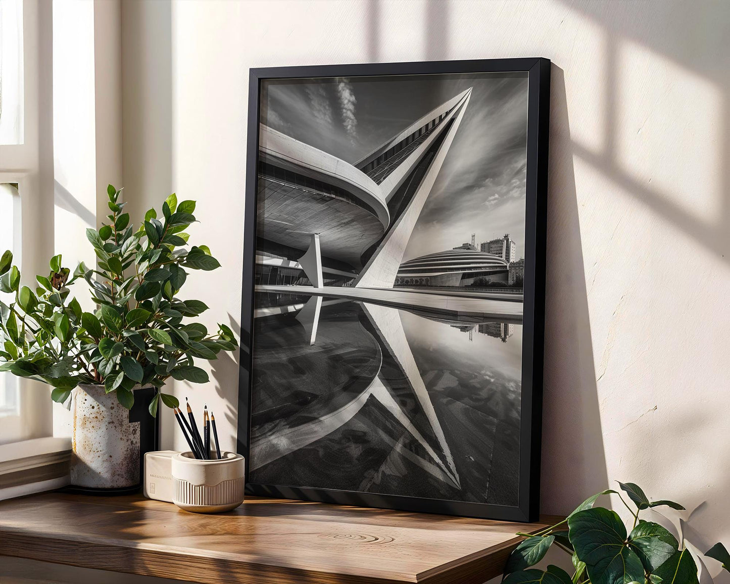 World Landmark | Palau de les Arts Print | Modern Black and White Architecture Photography wall art print, black and white architectural poster, minimalist modern Scandinavian wall decor, Monohaus