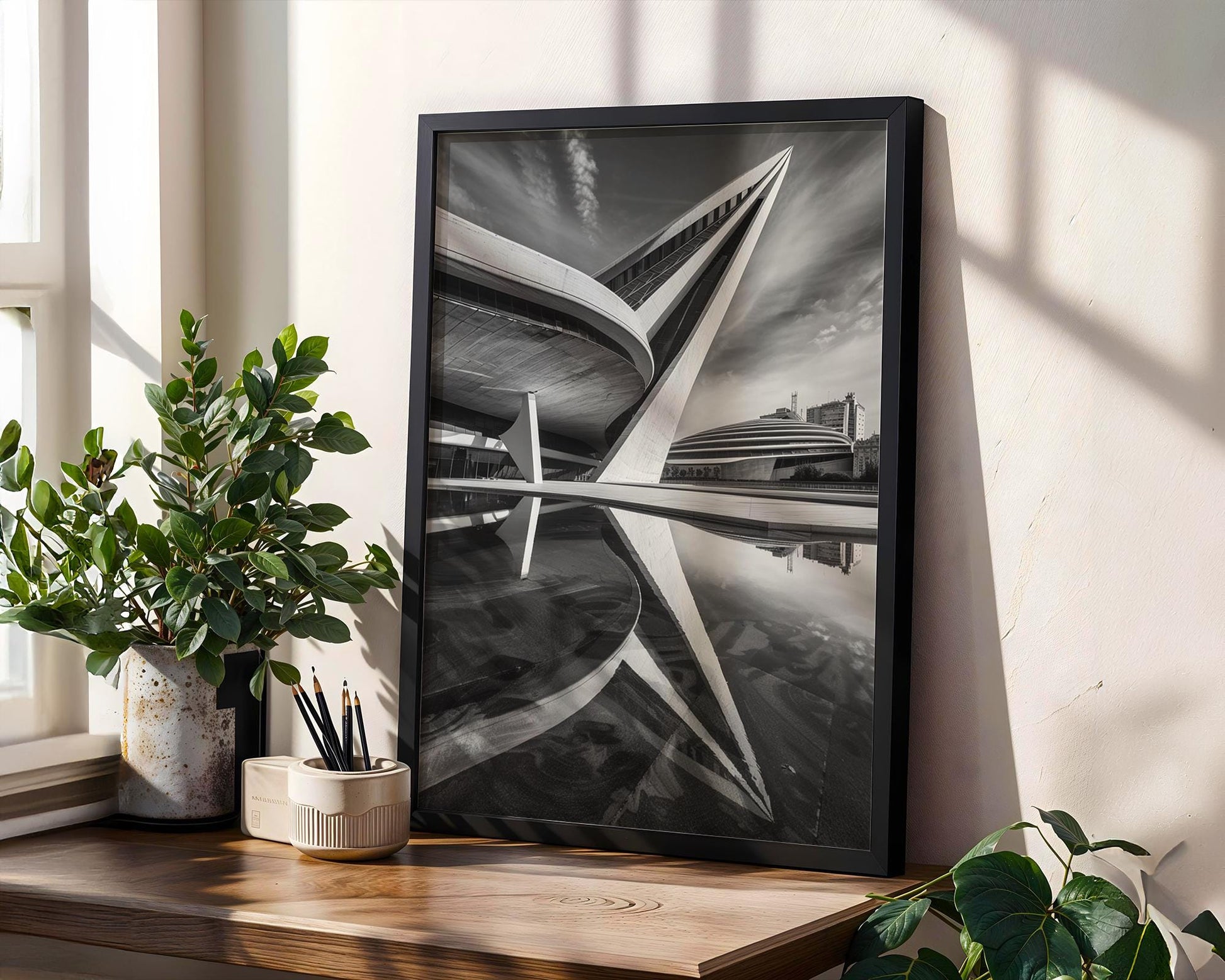 World Landmark | Palau de les Arts Print | Modern Black and White Architecture Photography wall art print, black and white architectural poster, minimalist modern Scandinavian wall decor, Monohaus