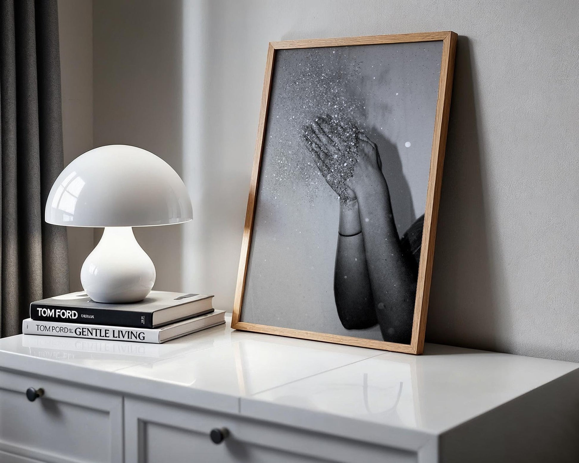 Designer Wall Art | Glitter Hands Photography Print | Minimalist Black and White Home Decor wall art print, minimalist black and white poster, modern Scandinavian wall decor, Monohaus