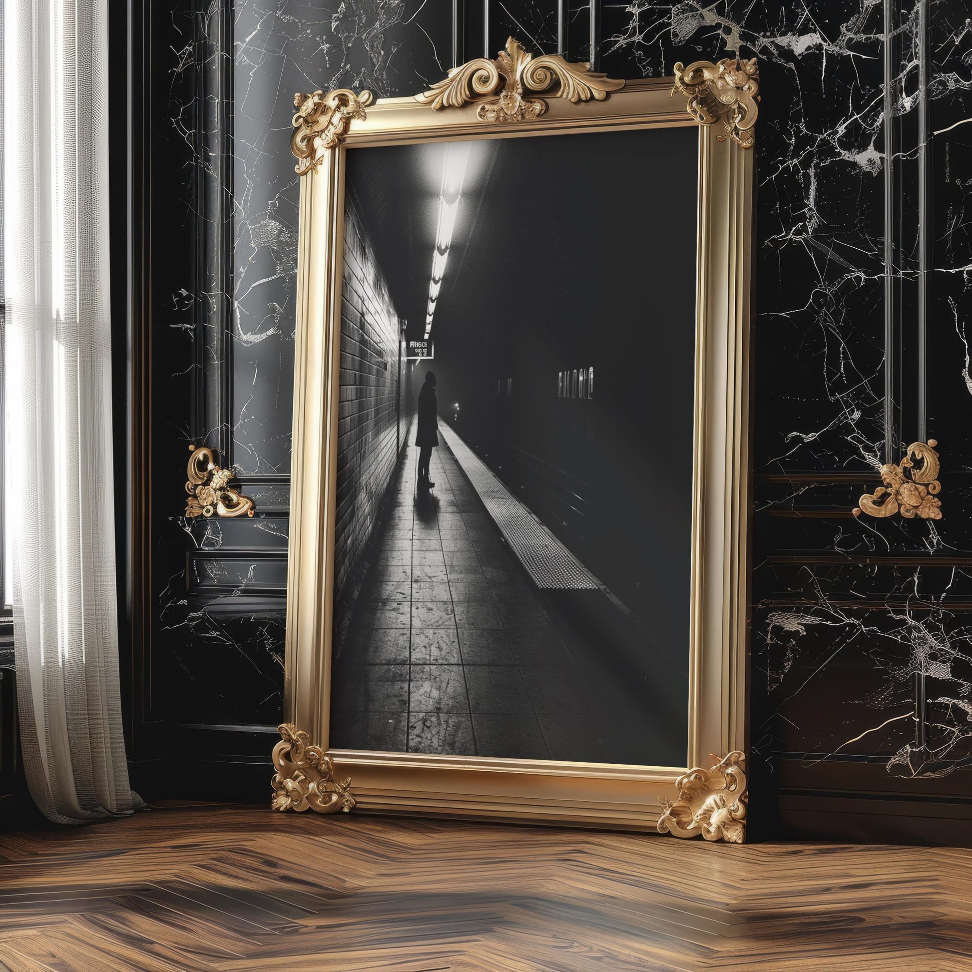 Minimal Wall Art | Walking in Light & Shadow | Black and White Photography wall art print, minimalist black and white poster, modern Scandinavian wall decor, Monohaus