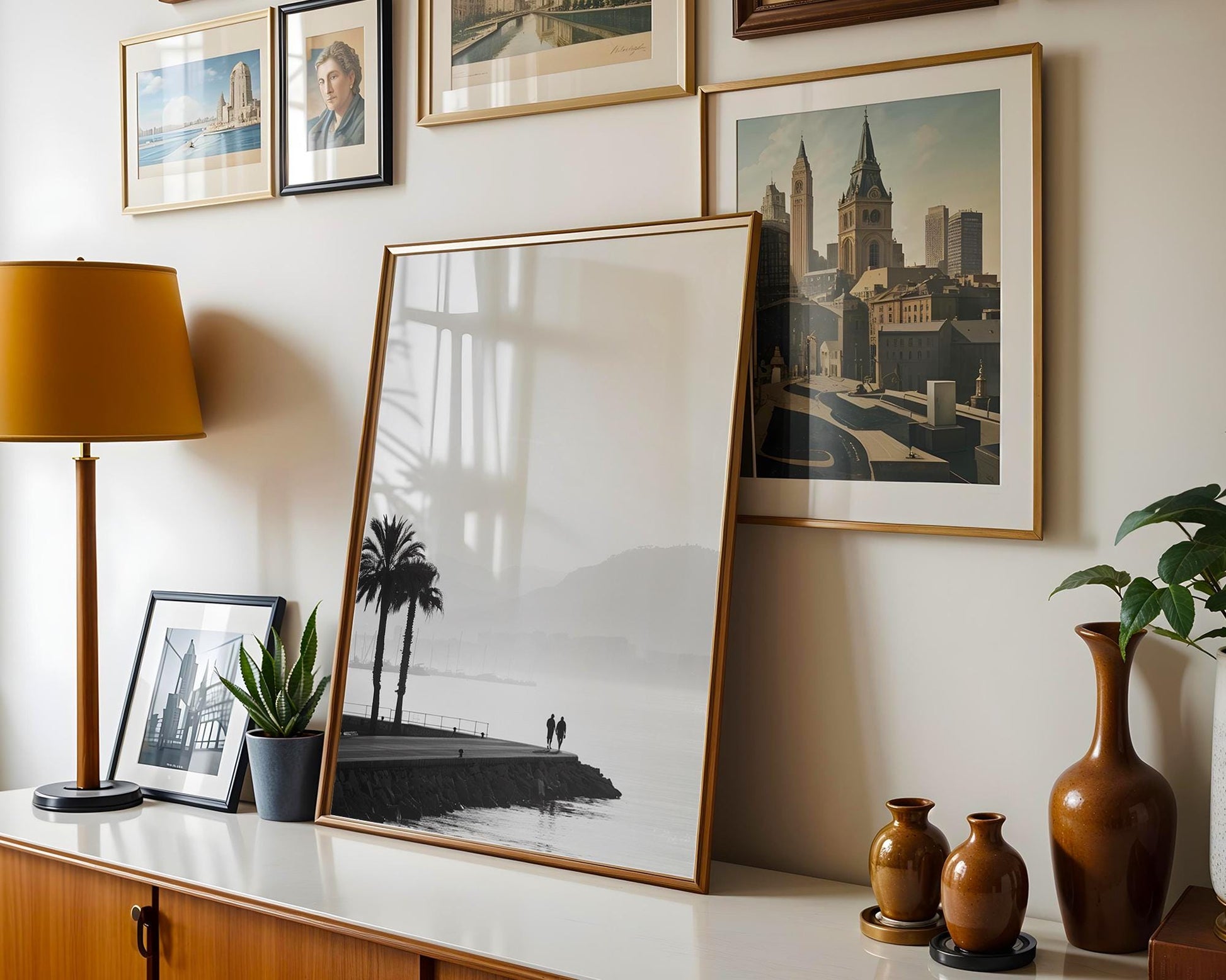 World Landmark | French Riviera Palm Tree Print | Minimalist Coastal Photography wall art print, minimalist black and white poster, modern Scandinavian wall decor, Monohaus