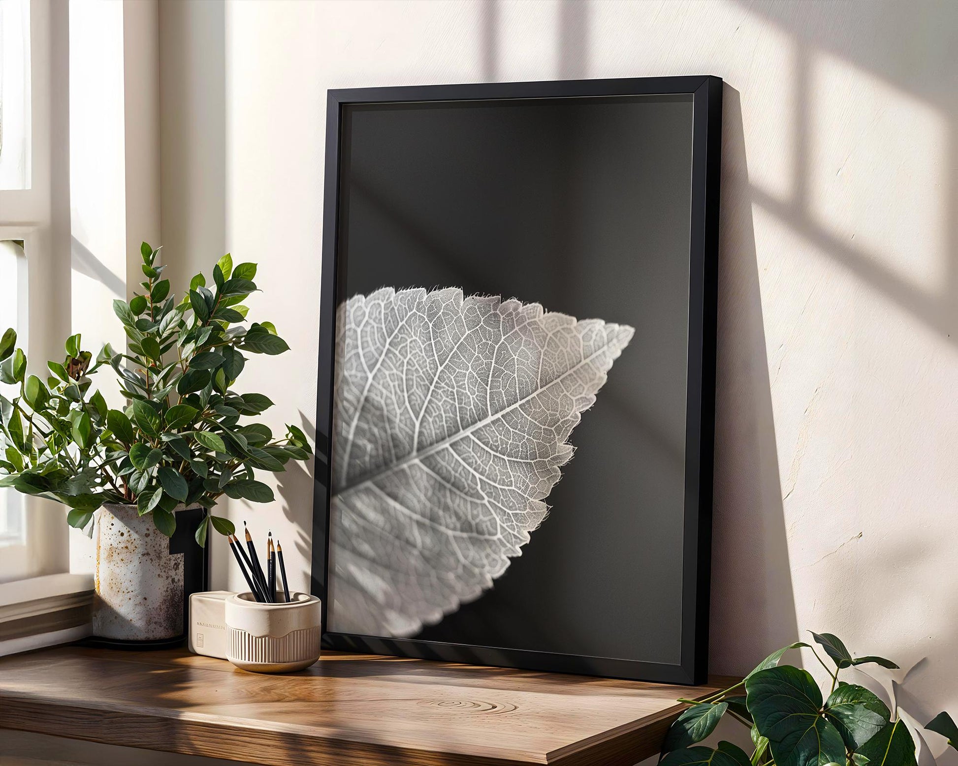 Botanical Photo | Monochrome Leaf Print | Fine Art  Photography, Modern Wall Decor wall art print, minimalist black and white poster, modern Scandinavian wall decor, Monohaus