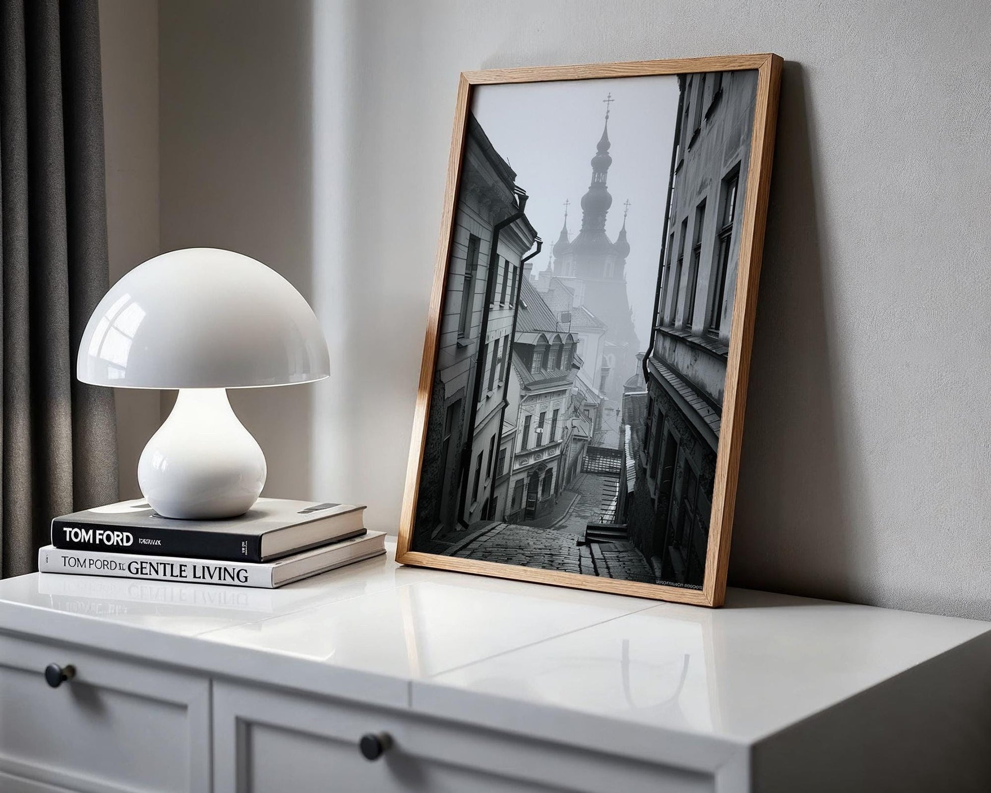World Landmark | Vilnius Old Town Photography Print | Black and White European Travel Art wall art print, minimalist black and white poster, modern Scandinavian wall decor, Monohaus
