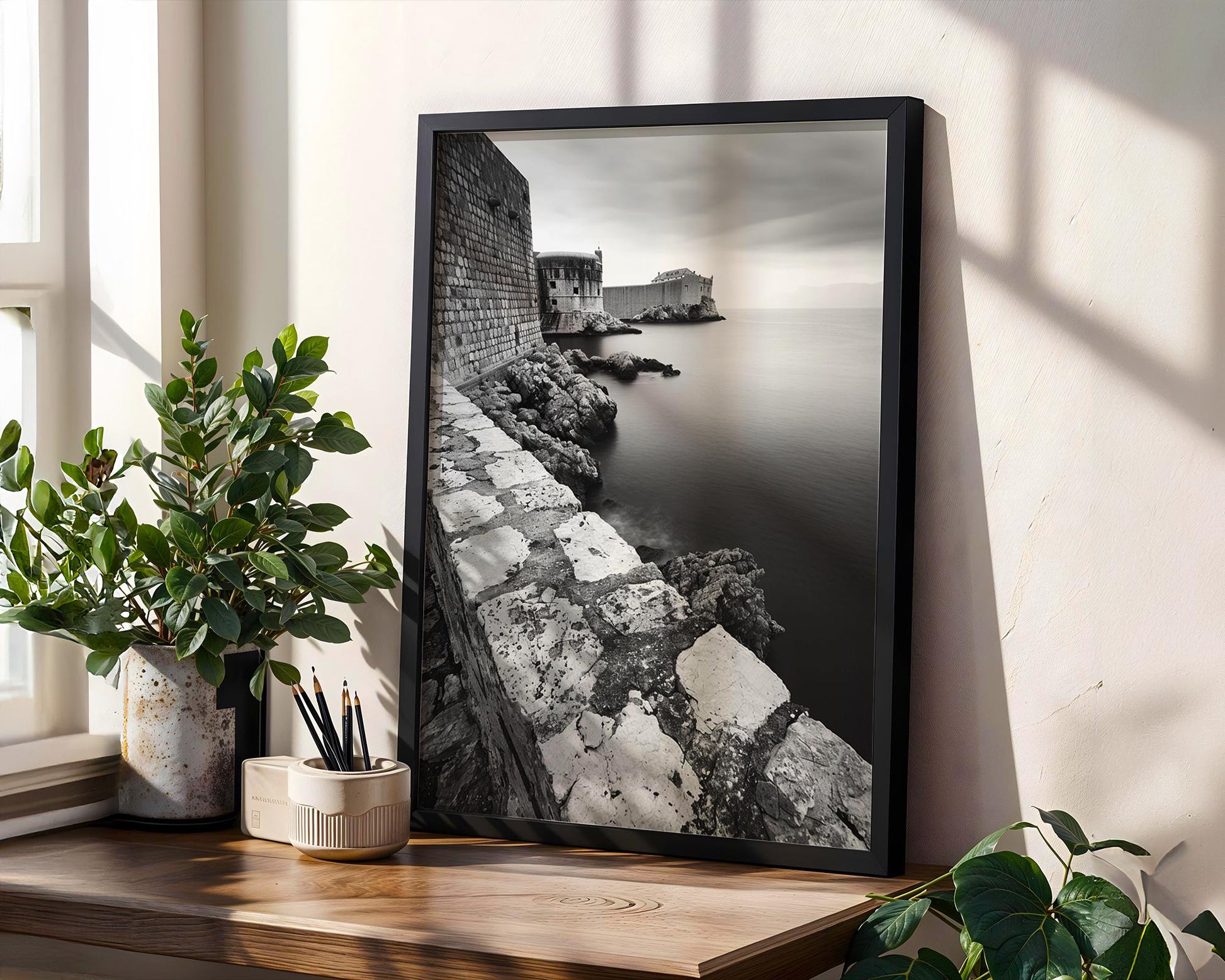 World Landmark | Fort Bokar Dubrovnik Print | Black and White Croatia Wall Art wall art print, minimalist black and white poster, modern Scandinavian wall decor, Monohaus