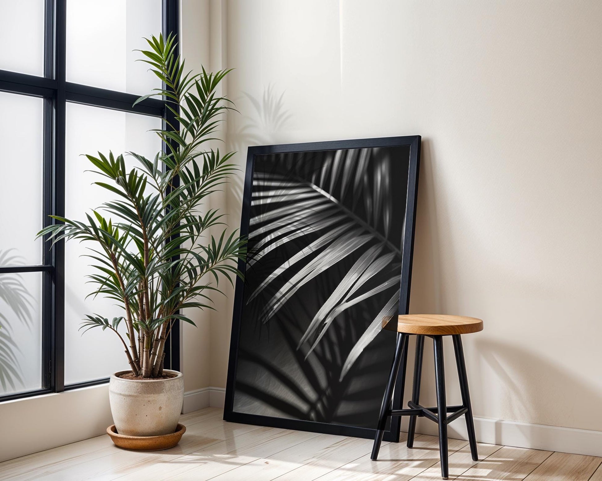 Botanical Photo | Abstract Leaf Macro Photography Print | Black & White Minimal abstract wall art print, geometric minimalist poster, modern Scandinavian decor, Monohaus