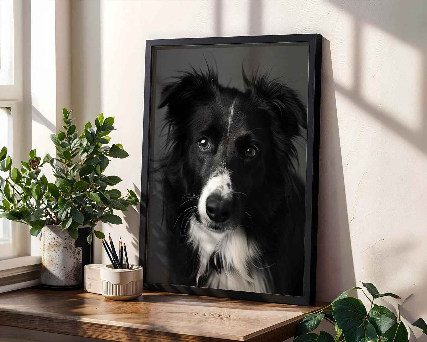 Dog Photography Border Collie Portrait Print | Fine Art , Monochrome Decor wall art print, minimalist black and white poster, modern Scandinavian wall decor, Monohaus