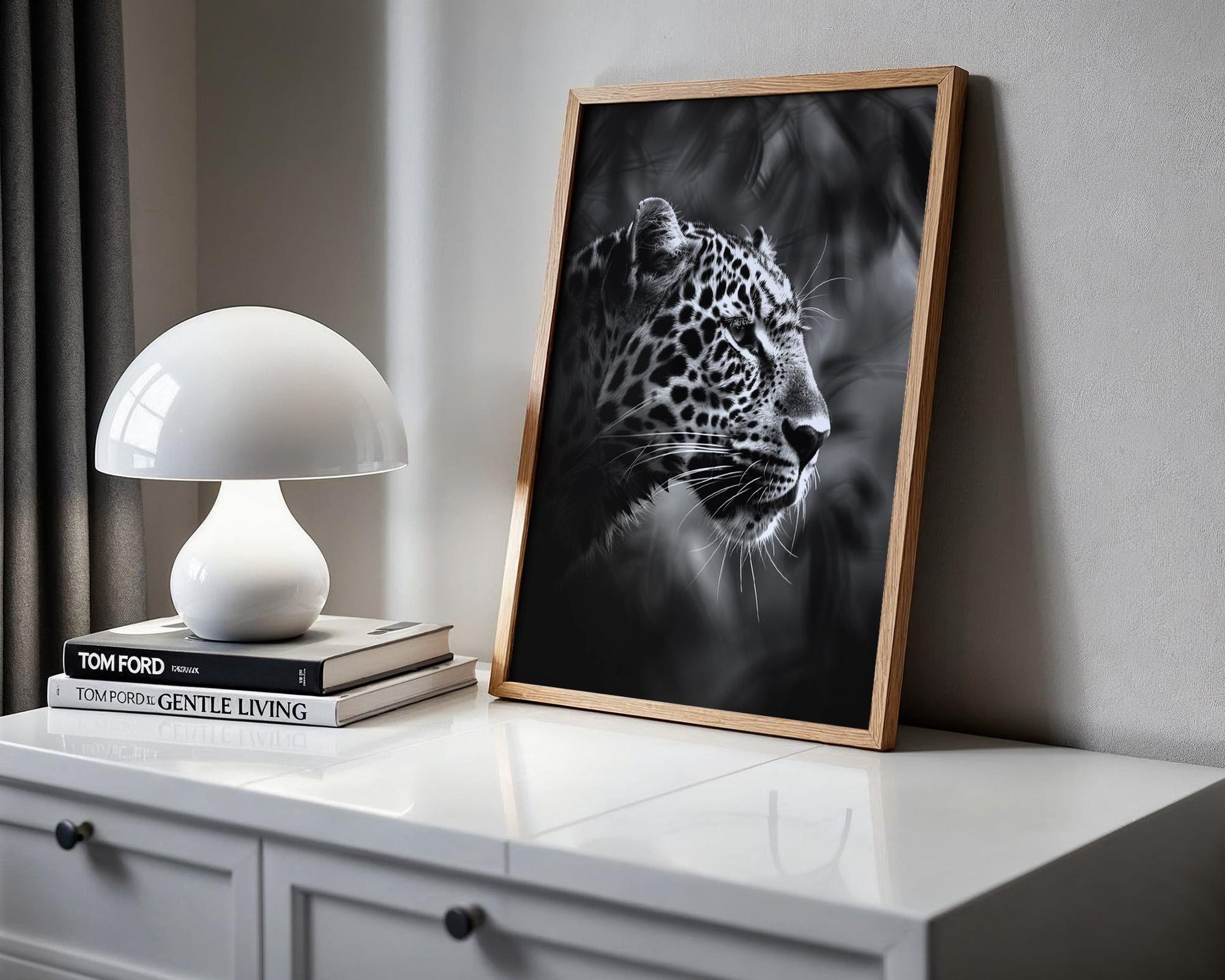 Wildlife Poster | Leopard Photography Print | Minimalist Safari Wall Art wall art print, minimalist black and white poster, modern Scandinavian wall decor, Monohaus