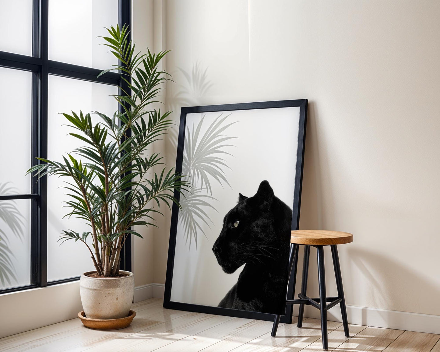 Designer Wall Art | Black Panther Print | Minimalist Animal Art, Monochrome Poster wall art print, minimalist black and white poster, modern Scandinavian wall decor, Monohaus