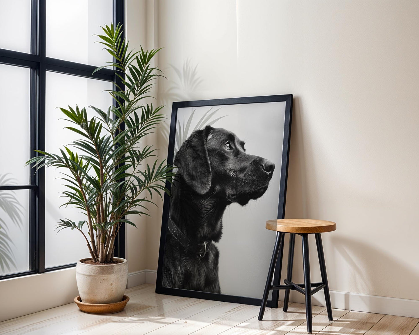 Dog Photography Black Lab Fine Art Print | Modern Pet Portrait, Minimalist Decor wall art print, minimalist black and white poster, modern Scandinavian wall decor, Monohaus