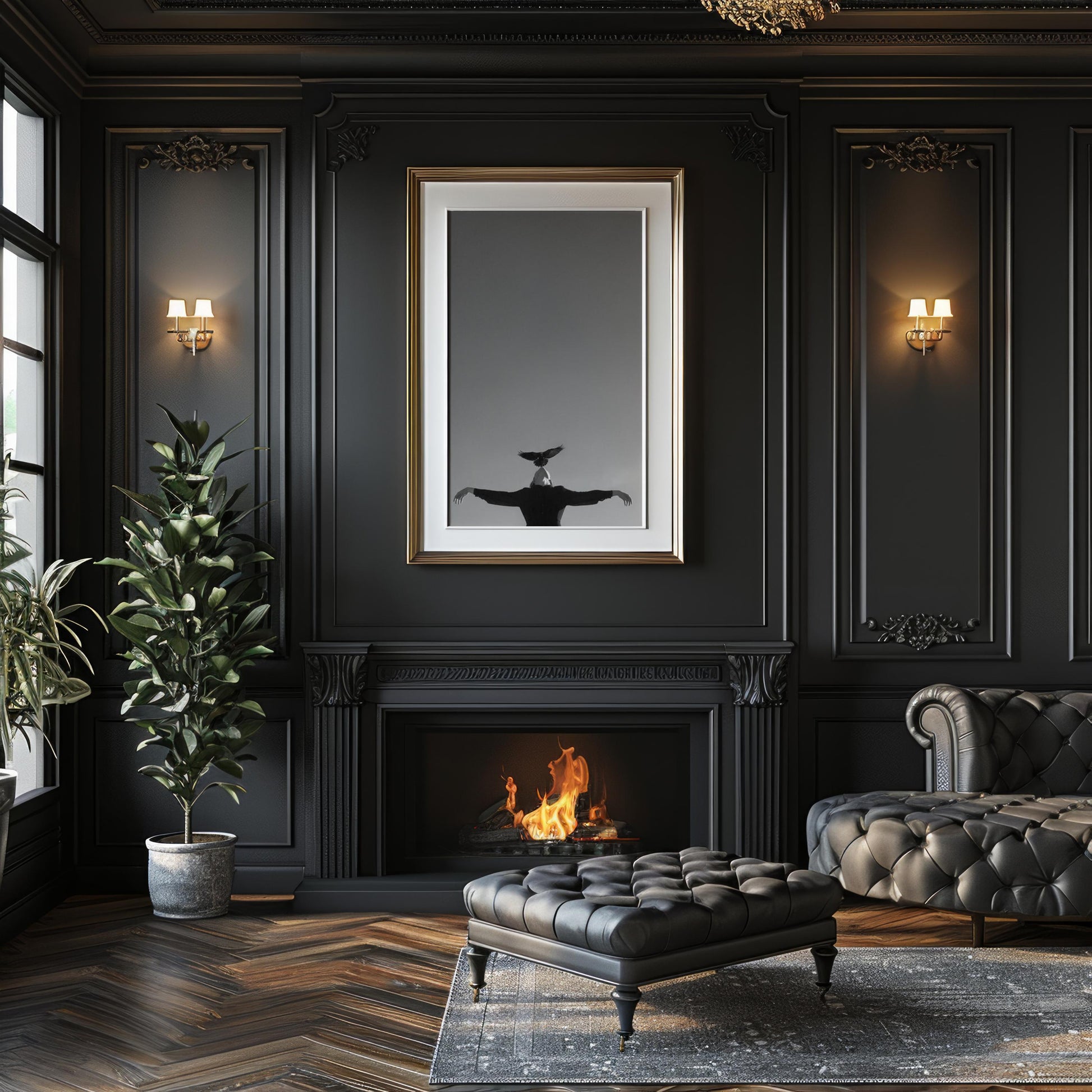 Woman with Bird Photography Print | Minimalist Black and White Wall Art wall art print, minimalist black and white poster, modern Scandinavian wall decor, Monohaus