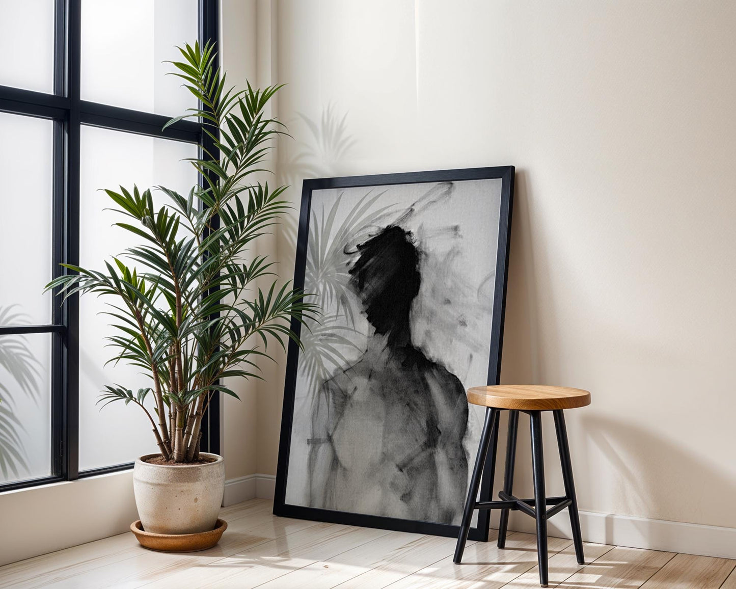 Minimal Wall Art Abstract Figure Print | Minimalist Black and White Poster abstract wall art print, geometric minimalist poster, modern Scandinavian decor, Monohaus