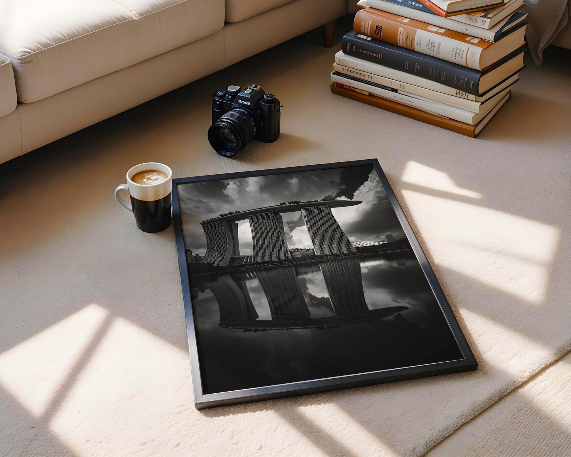 World Landmark | Marina Bay Sands Print | Black and White Singapore Architecture Photography wall art print, black and white architectural poster, minimalist modern Scandinavian wall decor, Monohaus