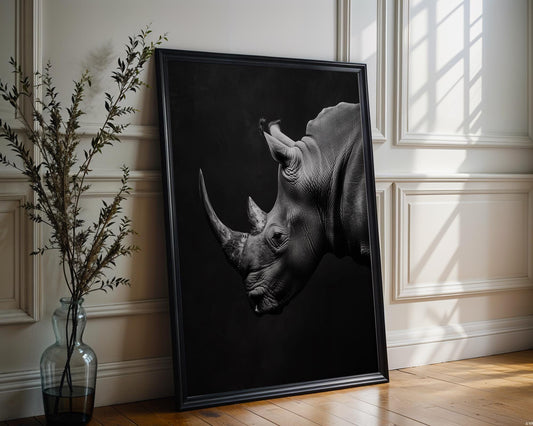 Wildlife Poster | Rhino Print | Minimalist Black & White Safari Photography wall art print, minimalist black and white poster, modern Scandinavian wall decor, Monohaus
