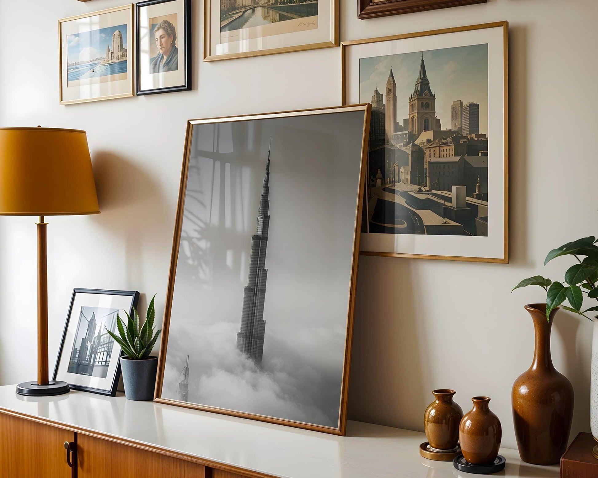 World Landmark | Burj Khalifa Print | Black and White Dubai Skyline Photography wall art print, minimalist black and white poster, modern Scandinavian wall decor, Monohaus