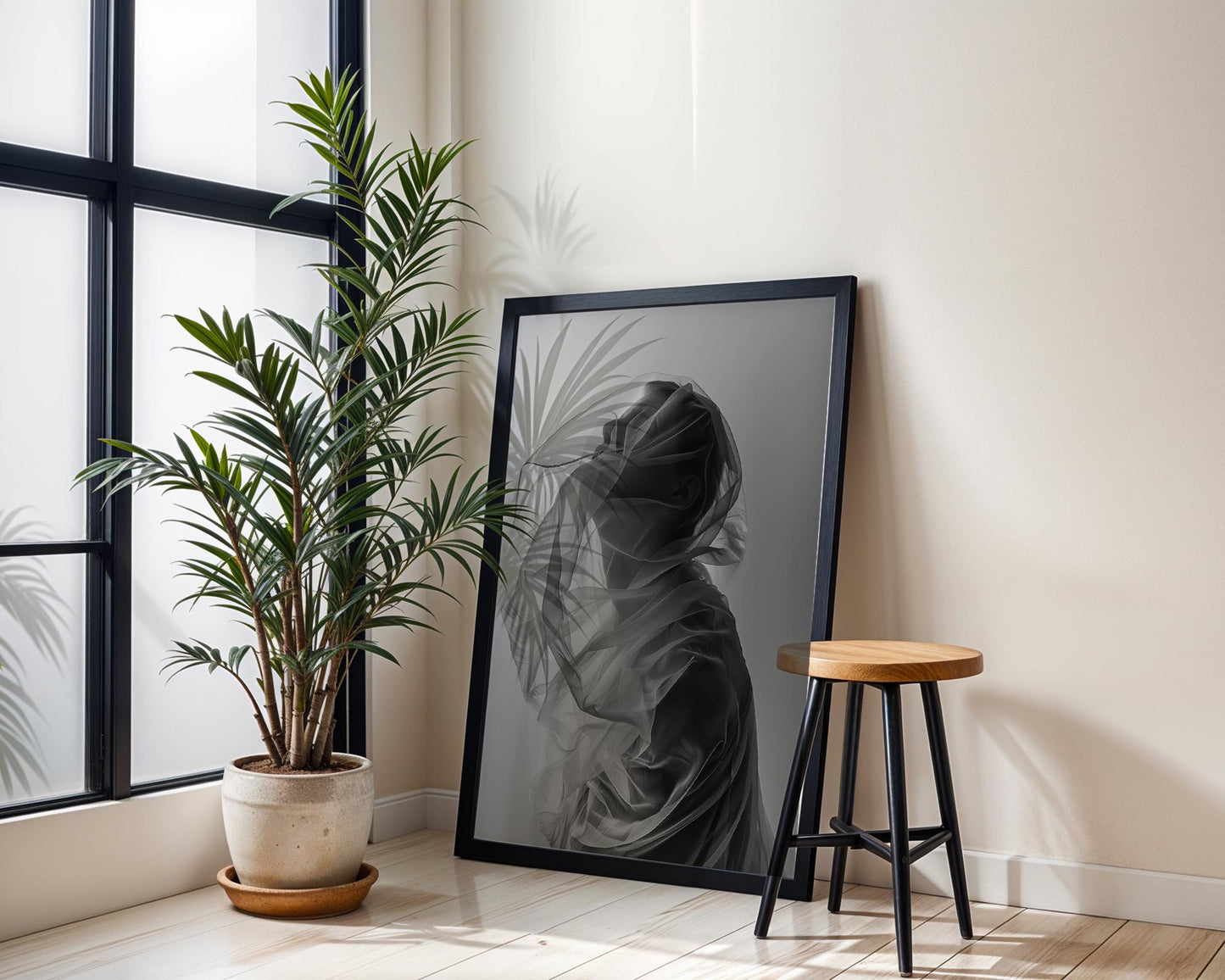 Veiled Woman Portrait Print | Black and White Photography, Minimalist Wall Art wall art print, minimalist black and white poster, modern Scandinavian wall decor, Monohaus