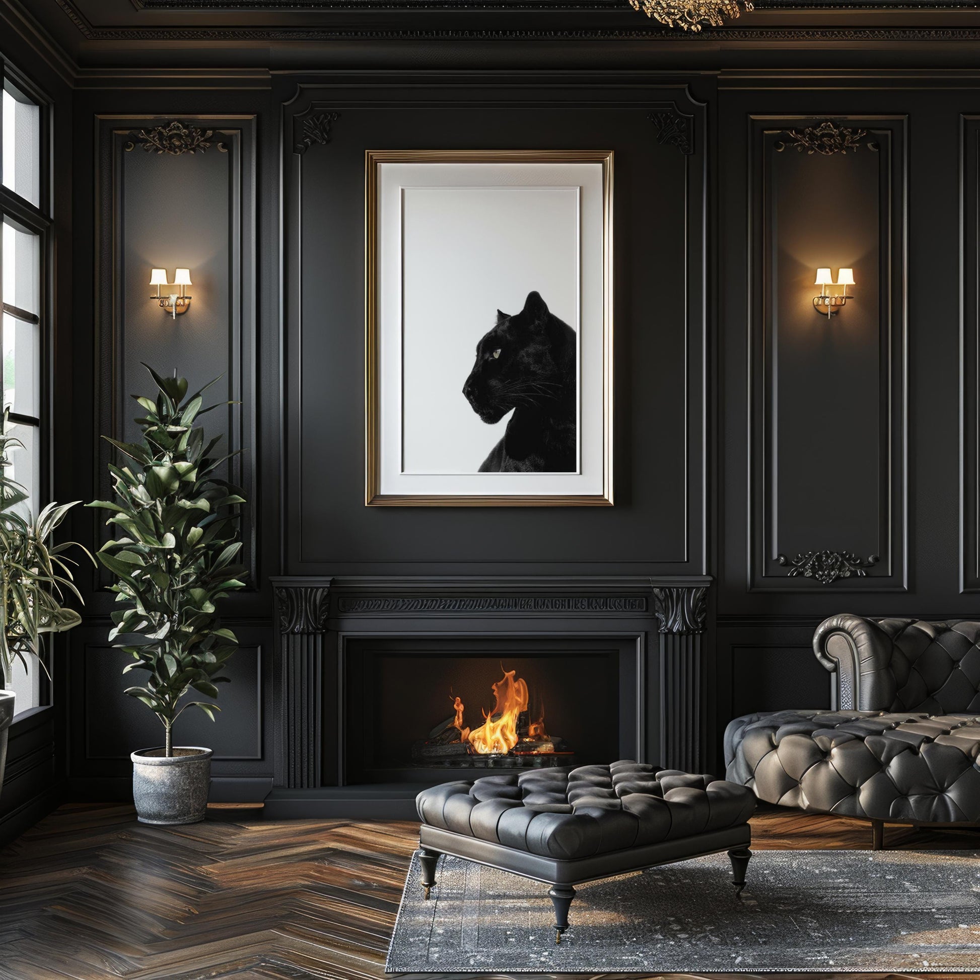 Designer Wall Art | Black Panther Print | Minimalist Animal Art, Monochrome Poster wall art print, minimalist black and white poster, modern Scandinavian wall decor, Monohaus